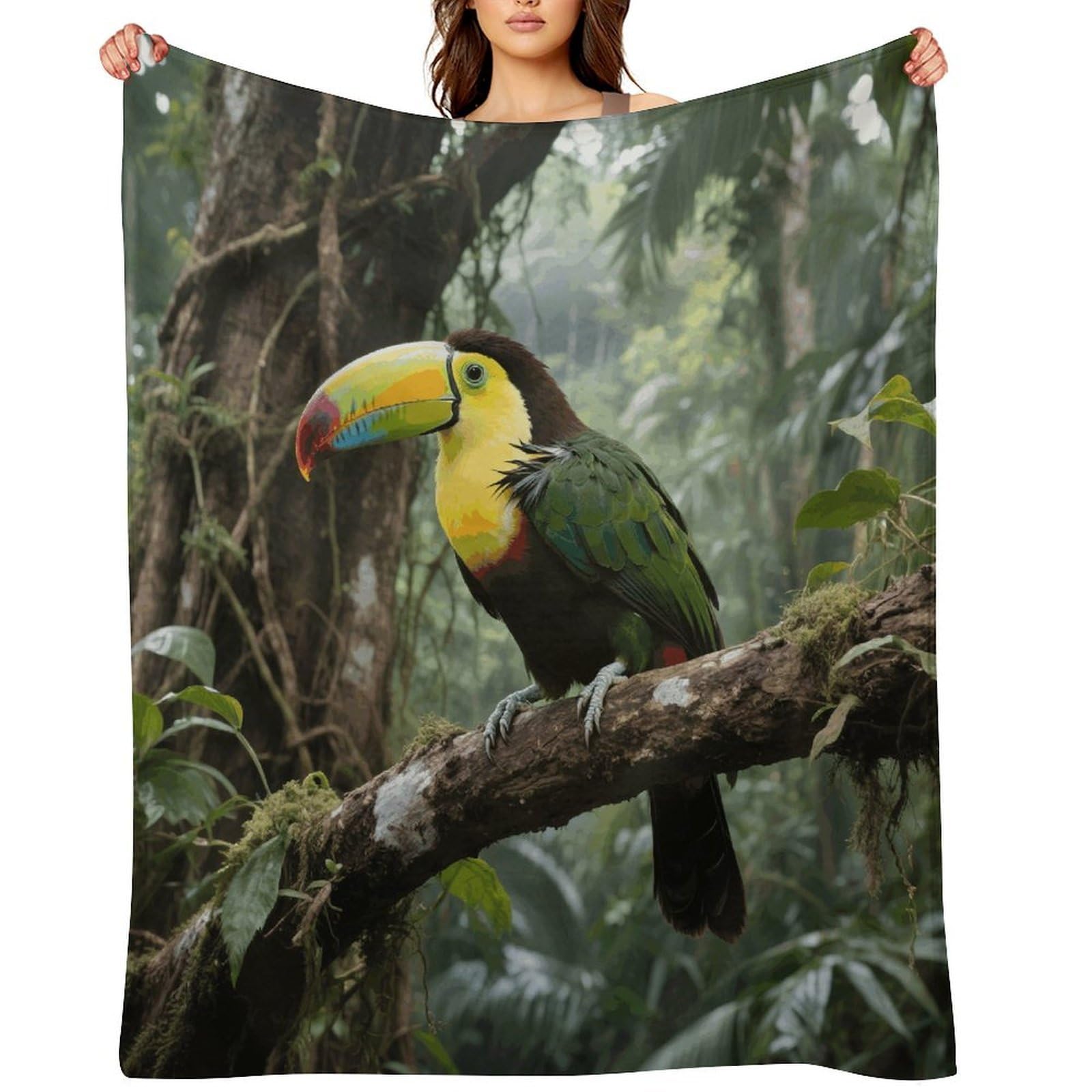 Parrot Bird Throw Blanket for Couch and Bed Super Soft Warm Lightweight Throw Blankets Cozy Fuzzy Flannel Blanket Personalized Decorative Blankets for Sofa Decor 50"x60"