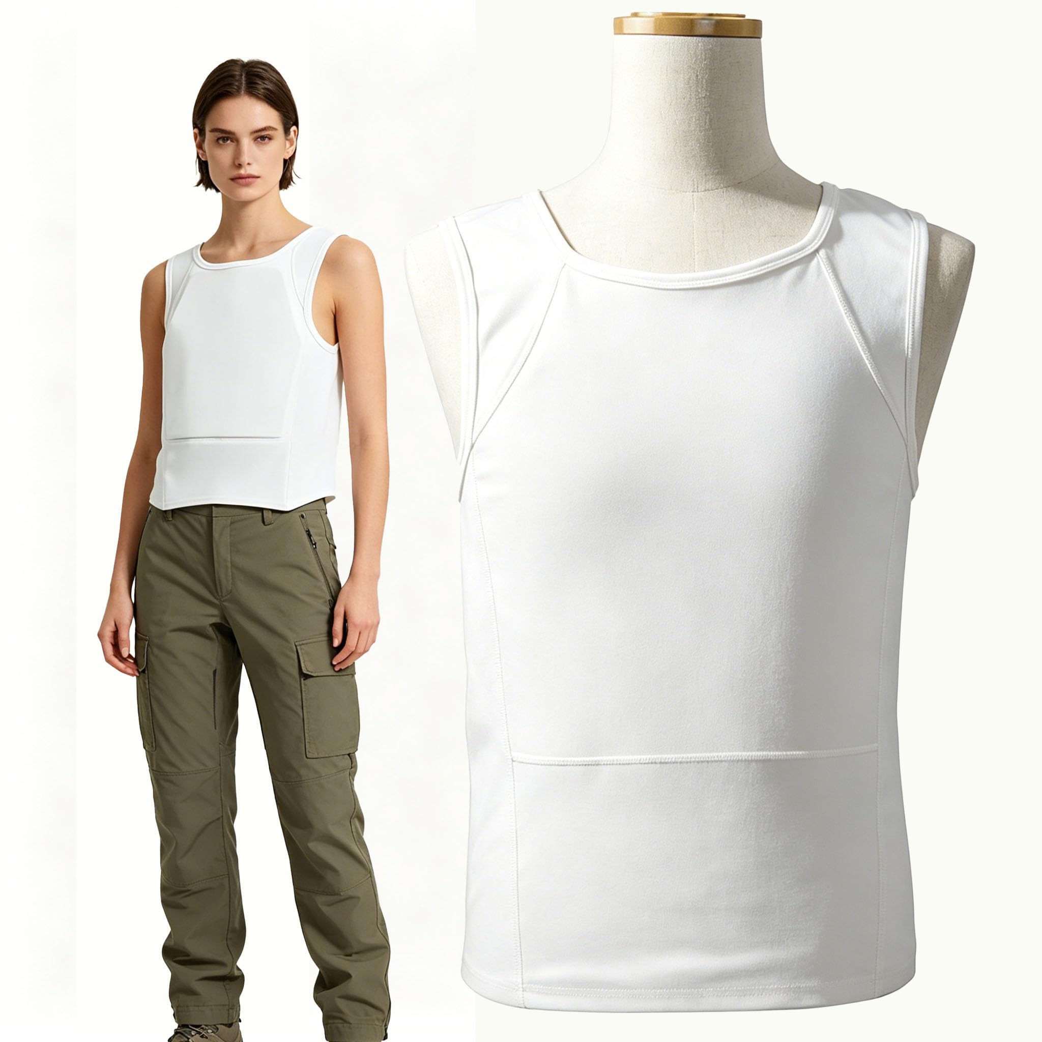 Generisch NIJ IIIA Level Bulletproof Vest,Kugelsichere Weste,Schusssichere Weste für Herren Damen, Leichte Verdeckt Tragbare Stichfeste Unterziehweste mit UHMW‑PE Schutzplatten,Vorne & Hinten Schutz