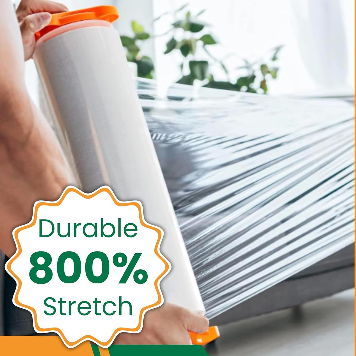 NEXUSWAY 18'' Shrink Wrap for Moving - Stretch Film Pallet Wrap Roll Heavy Duty 1000 feet 80 Gauge Industrial Strength up to 800% Stretch 20 Microns for Shipping Moving Furniture (Pack of 2)