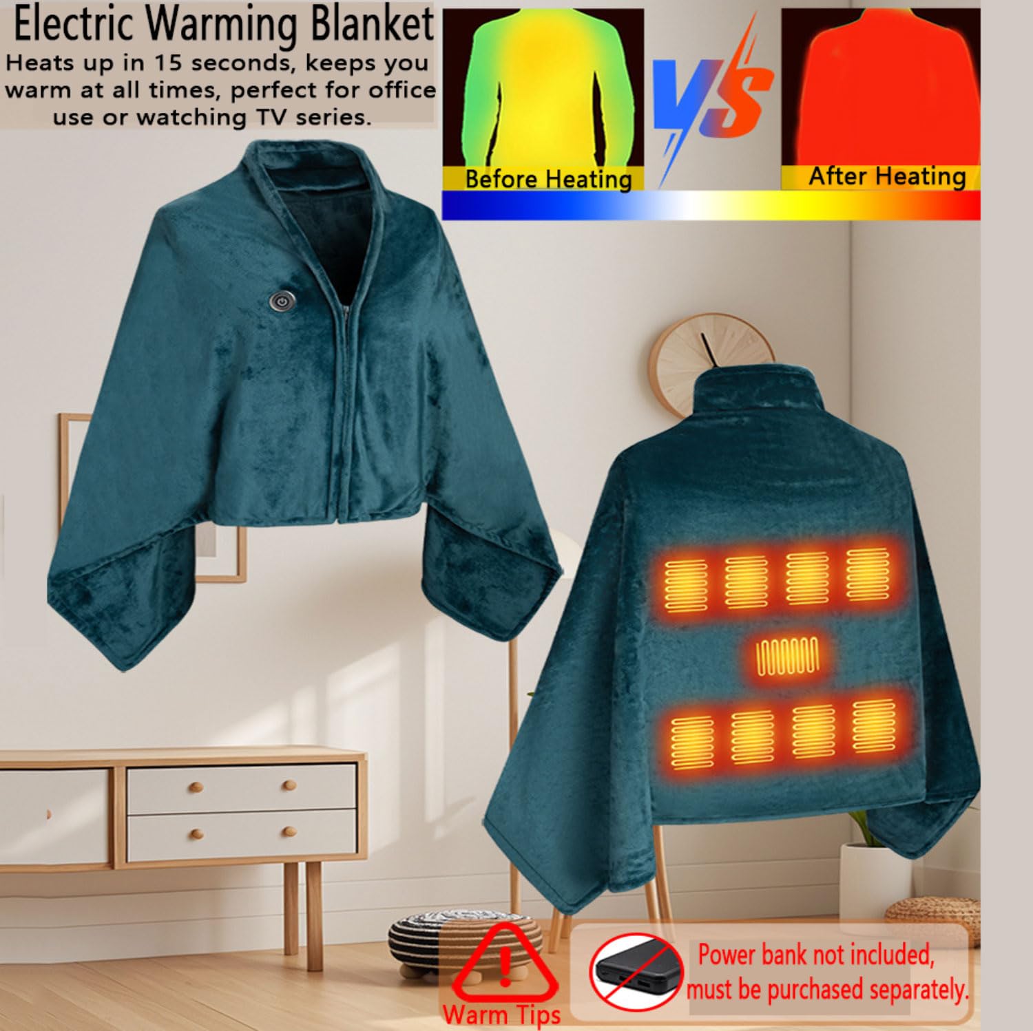 Koc grzewczy USB Elektryczny koc grzewczy z 9 strefami grzewczymi 3 poziomy ogrzewania flanelowy koc grzewczy do biura, domu, samochodu, kempingu