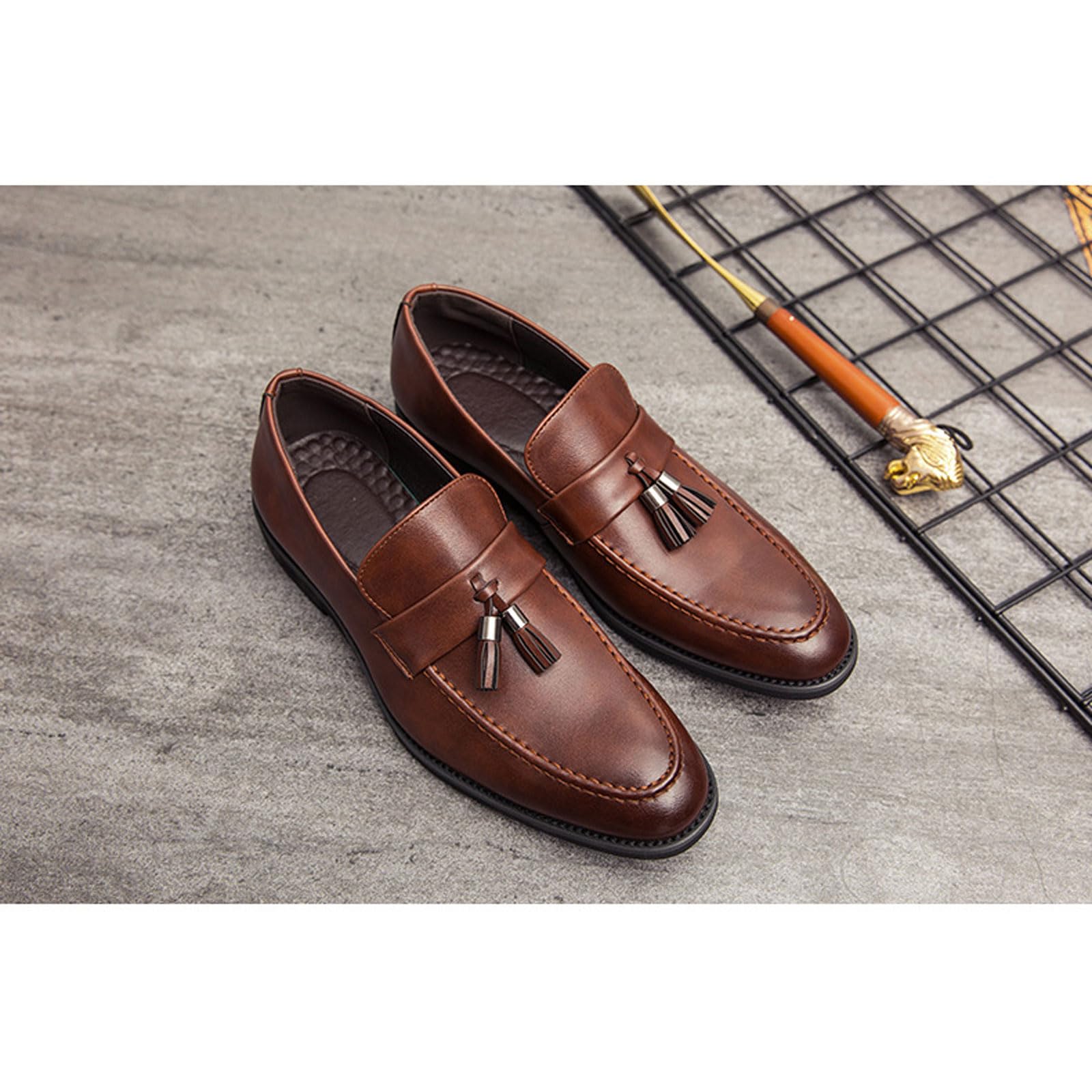 Mocasín Hombre con Adorno De Borlas Calzado Sin Cordones para Business Casual