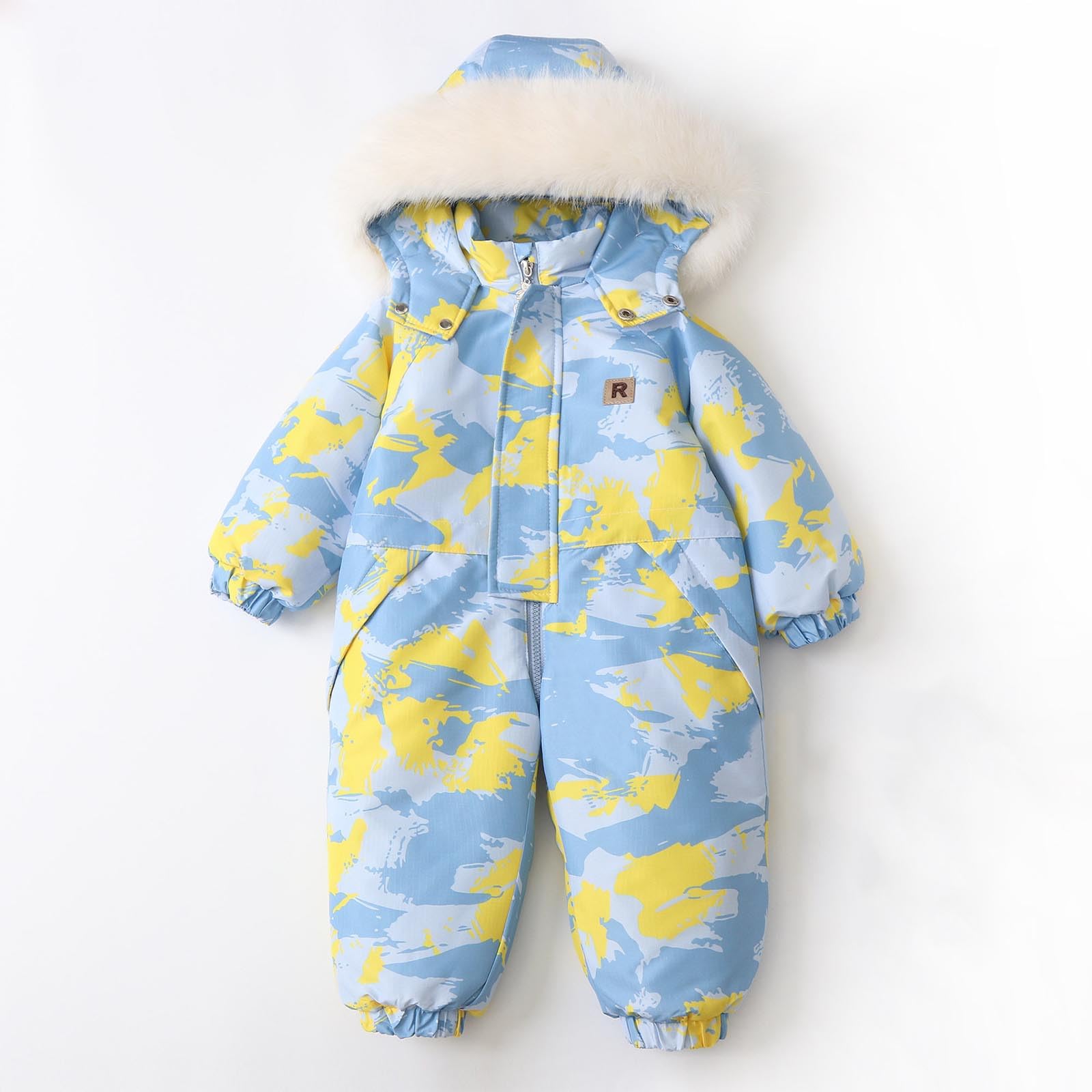 Combinaison de Ski Enfant Garçon à Capuche Imperméables Coupe-Vent Vêtements de Ski Fille Chaude Combinaisons de Neige Hiver Salopettes Veste Snowsuit Jumpsuit de Sports Coupe-Vent Garçon 1-5 Ans