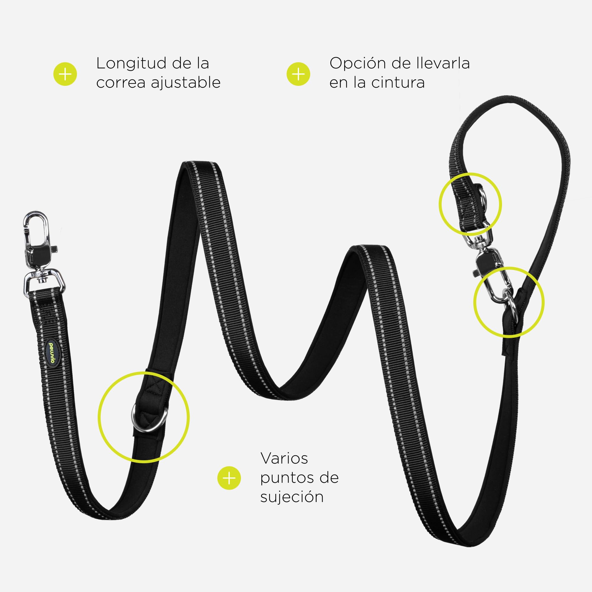 Amigo Correa para Perro 2,2 M, para Perros Grandes y Muy Grandes, Ajustable Reflectante de Nylon, Mosquetón Sólido y Herrajes Metálicos, Ligera, Secado Rápido, Resistente a Humedad y UV