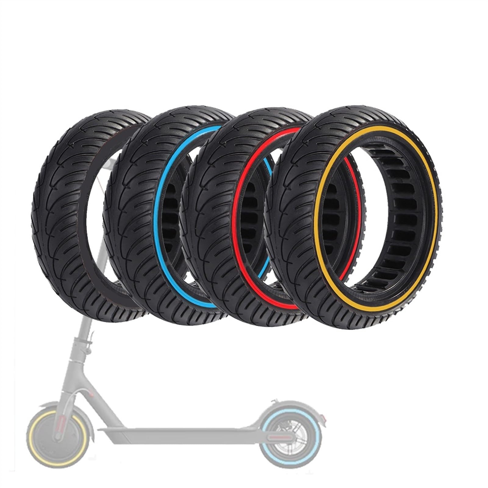 Recambio Rueda Patinete EléCtrico Neumático Uso apto para patinete eléctrico, duradero, 8 1/2x2, interior, delantero y trasero, neumático sólido de Color, goma(Black 1PCS)
