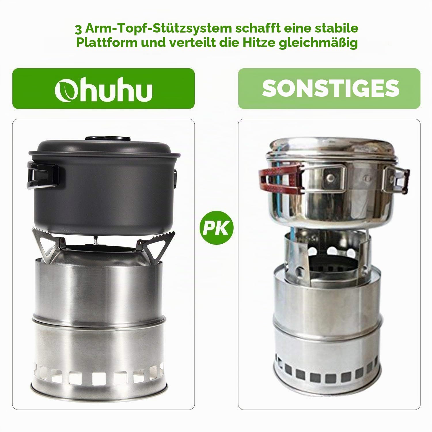 Hobo Kocher Camping Outdoor Ofen, holzofen stove aus Edelstahl mit Tragetasche für BBQ Picknick Wandern Reisen