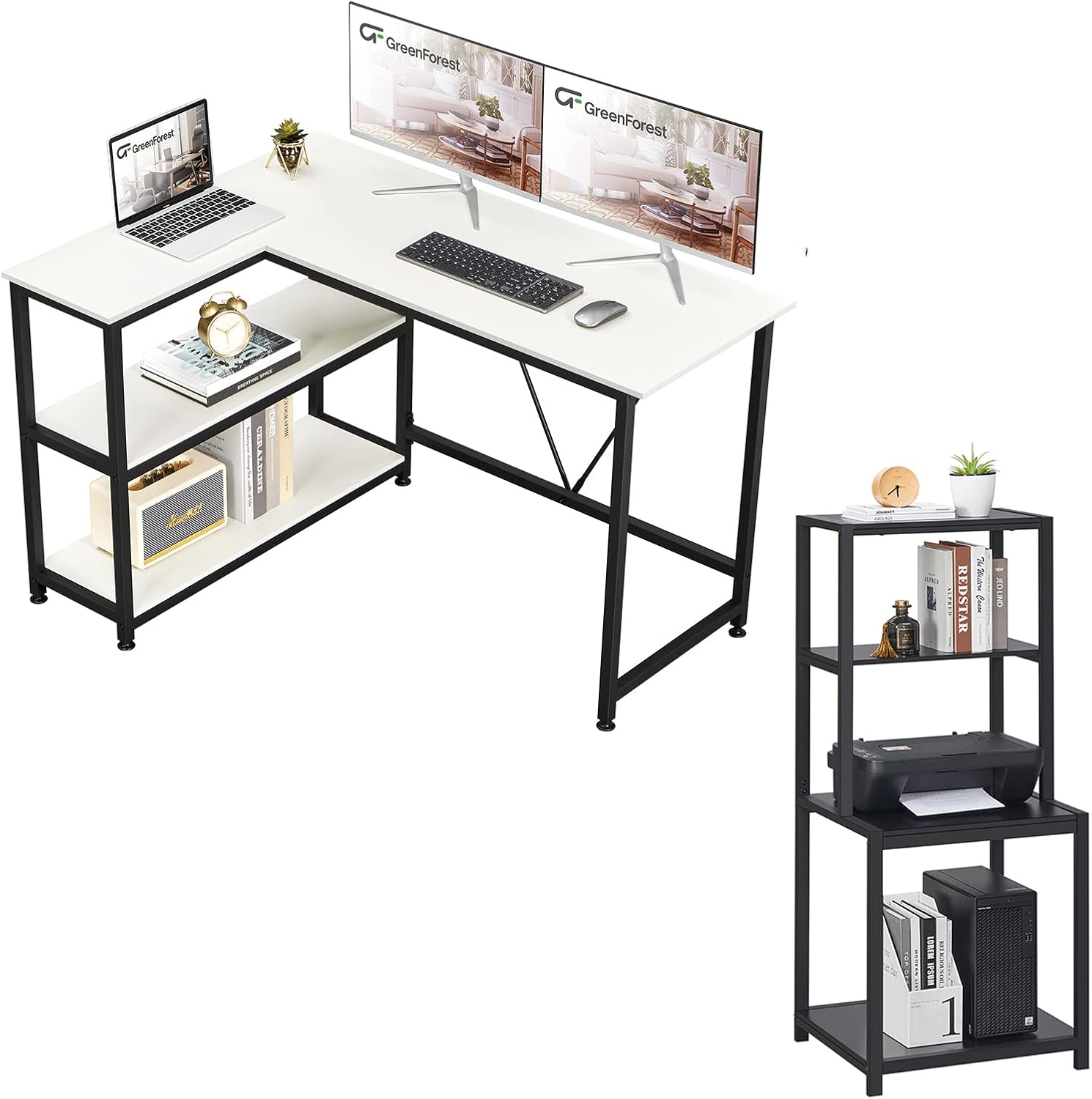 GreenForest L Shaped Desk 47 inch Reversible Corner Gaming