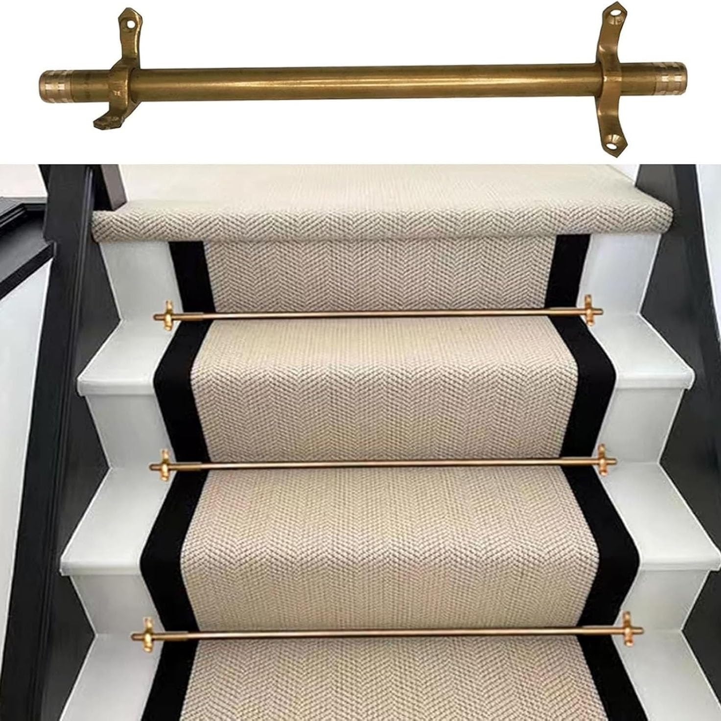 48" 44" 40" 38" 36" 34" 28" Gold Brass Stair Rods, 51~127 Cm Stair Carpet Rods with Hardware, for Villa Office Commercial Space, 3/5/10/12/13/14/15/16pcs(16pcs,102 cm (40 in))