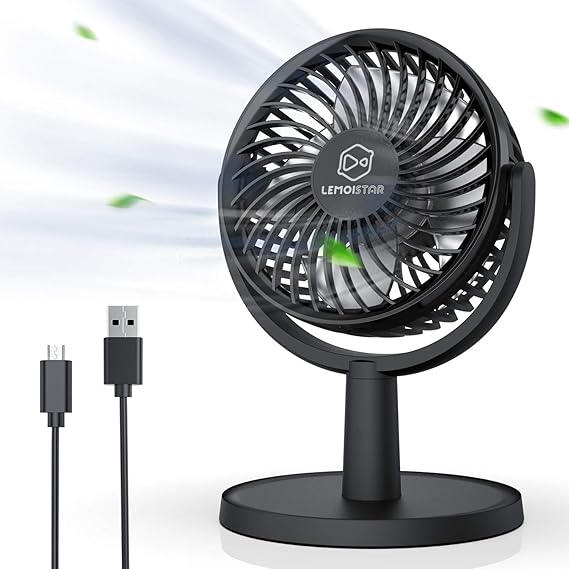 Small Personal USB Powered Fan with 4 Speeds, Portable Desk