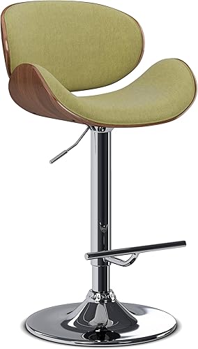 Miniatura 1 de SIMPLIHOME Marana - Taburete de barra de 33 pulgadas de ancho de mediados de siglo de madera curvada de altura ajustable con elevación de gas en