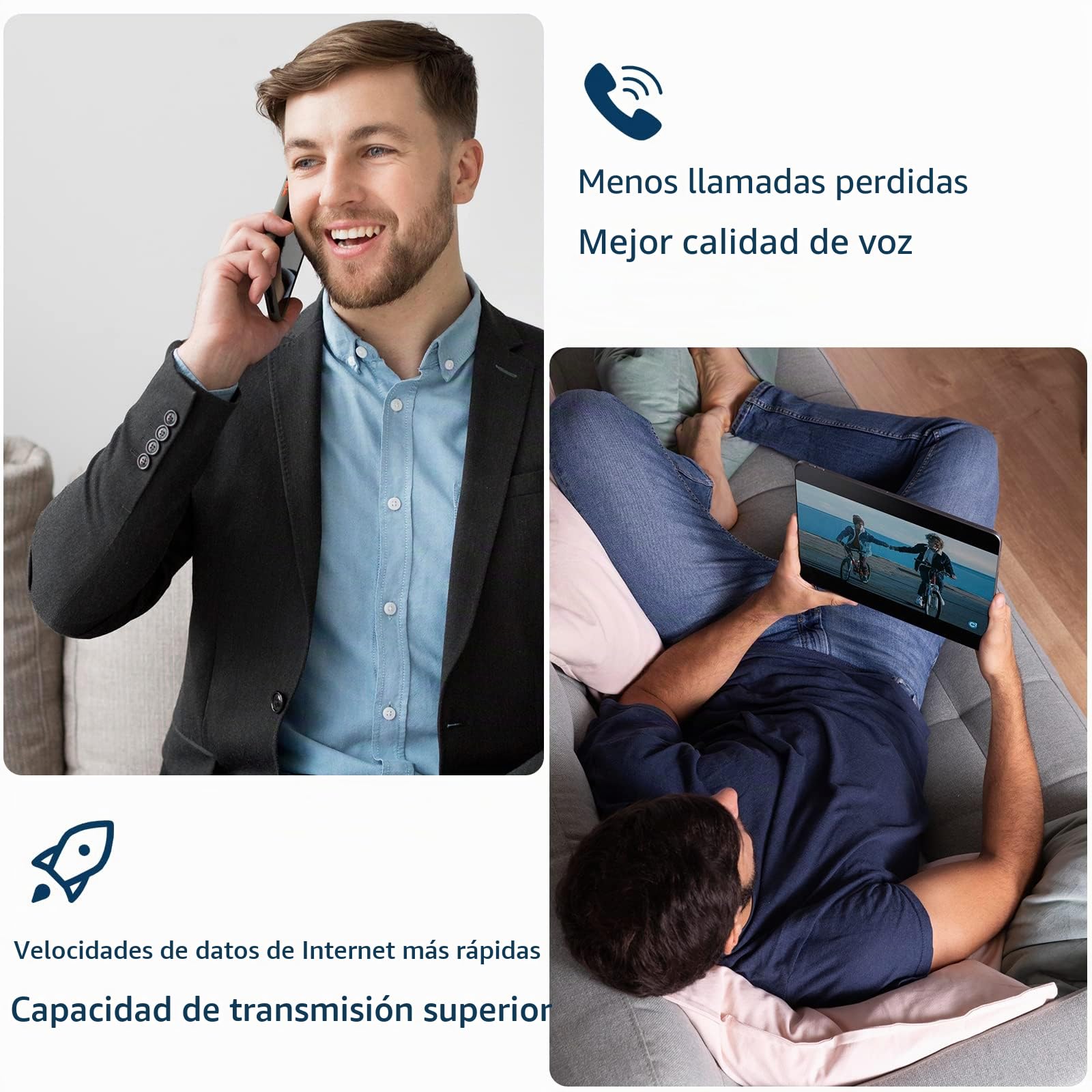 Amplificador Señal Movil 4G/3G/2G 900 1800 2600MHz Repetidor De Señal Movil Band 8/3/7 Apto para Movistar, Orange, Vodafone Kit completo adecuado para el hogar, la oficina