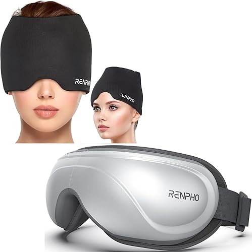 Miniatura 1 de RENPHO Eyeris 2 - Masajeador de ojos con calor para migrañas, gorro de alivio de migraña