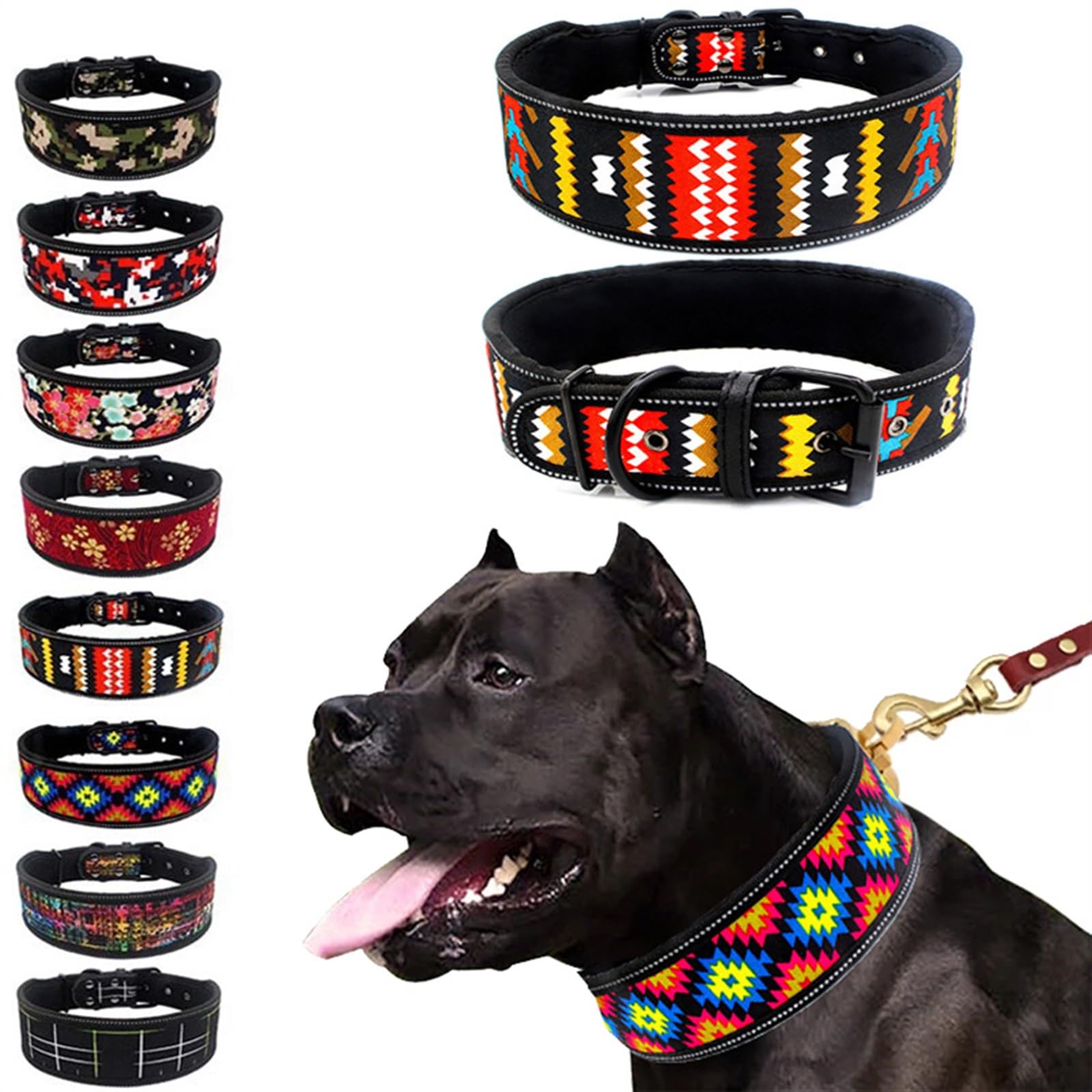Laisse pour Chien Collier réglable pour Animal de Compagnie avec Boucle pour Petits, Moyens et Grands Chiens Pitbull Leash Dog Chain Longe pour Chien (Color : Diamond, Size : L)