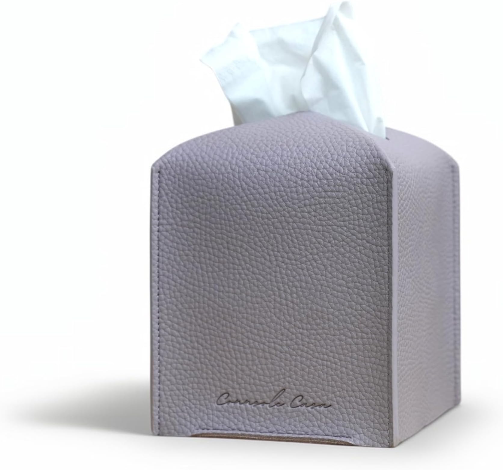 Premium PU Leather Tissue Box Holder - Elegant Hotel-Style Tissue Box Cover for Home, Office & Car Décor, Tissues Cube Organizer for a Natural & Classic Look (Purple Grey)