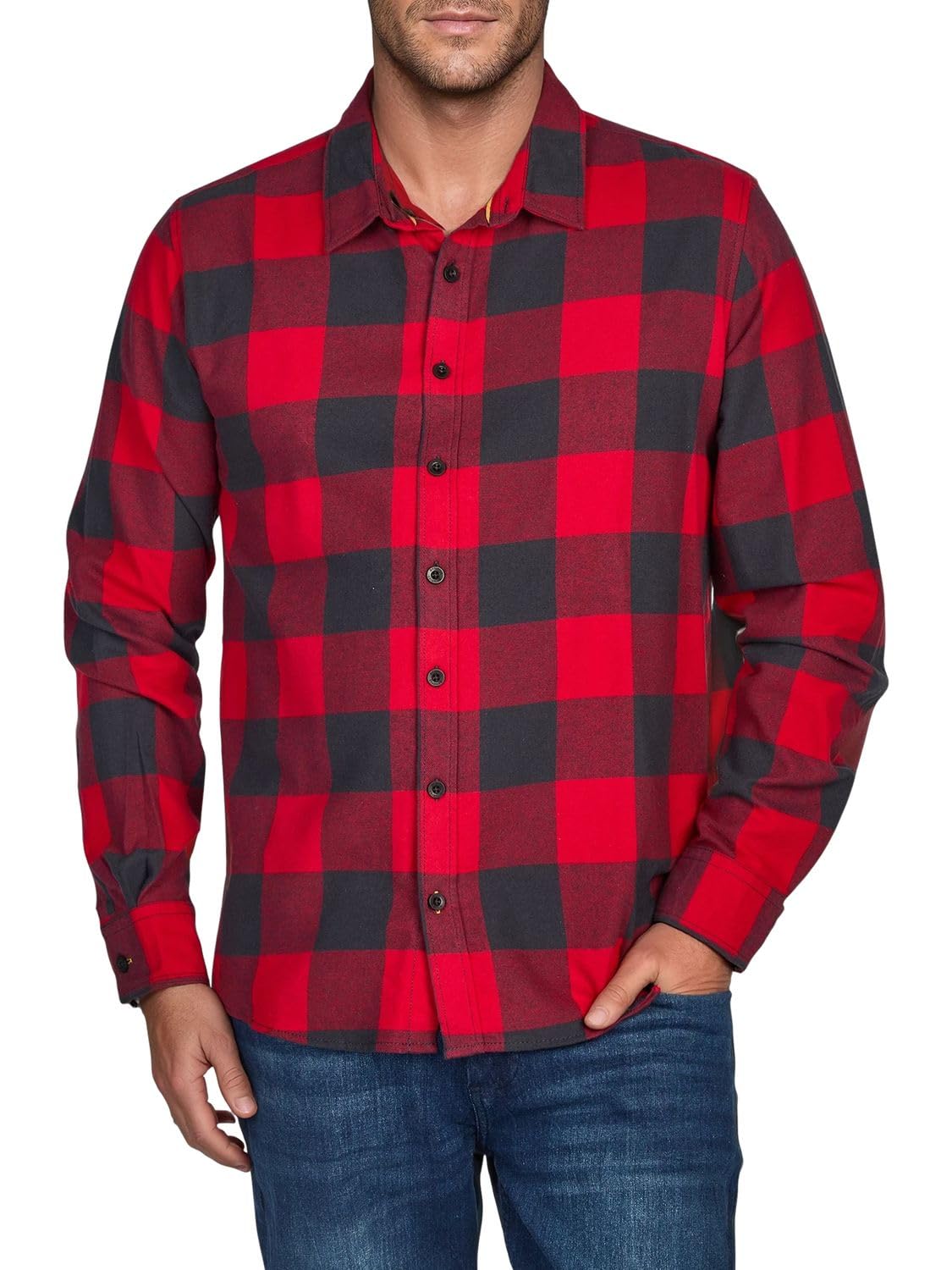 riverso RIVArne - Camicia da Uomo per Il Tempo Libero, vestibilità Normale, a Quadri, in Flanella
