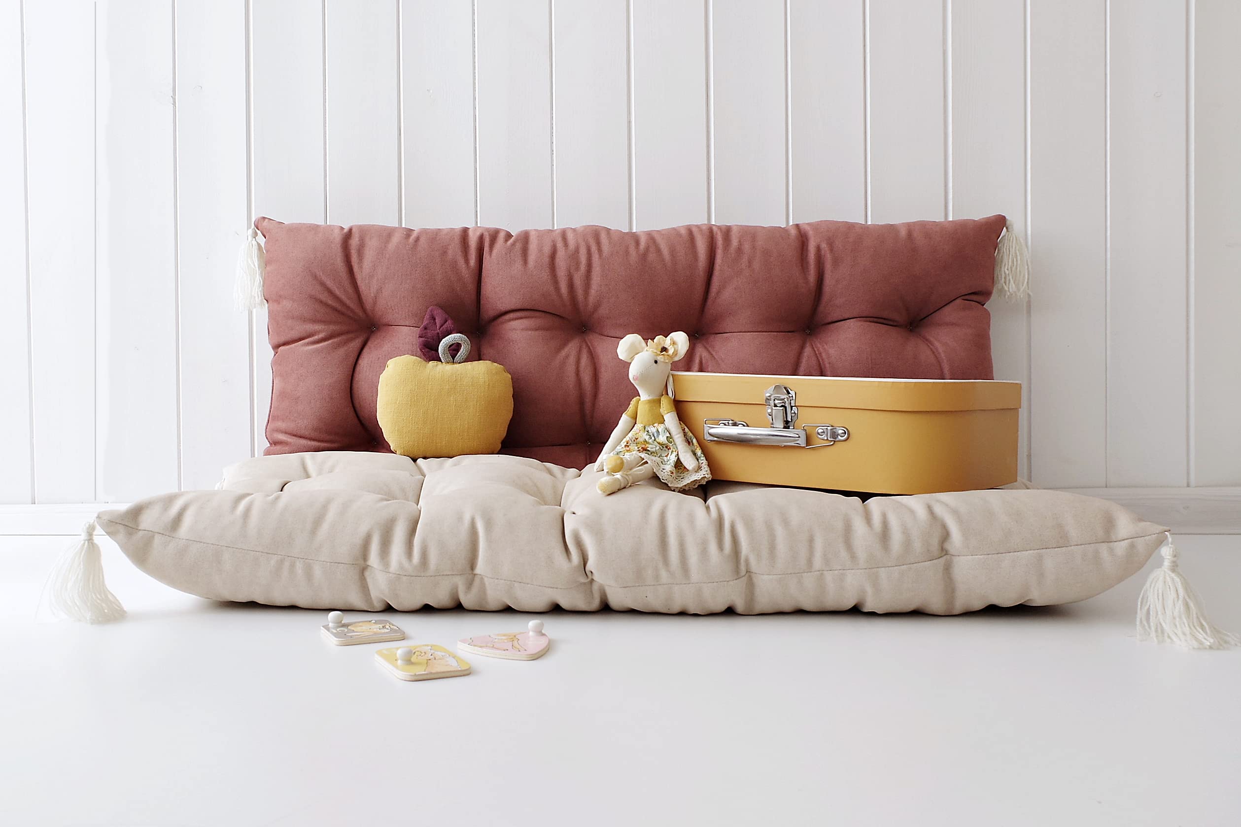 Babywood Cuscino per arco di arrampicata, cuscino per bambini, cuscino per altalena, tappetino per triangolo di arrampicata, cuscino decorativo per la stanza dei bambini (beige, medio)