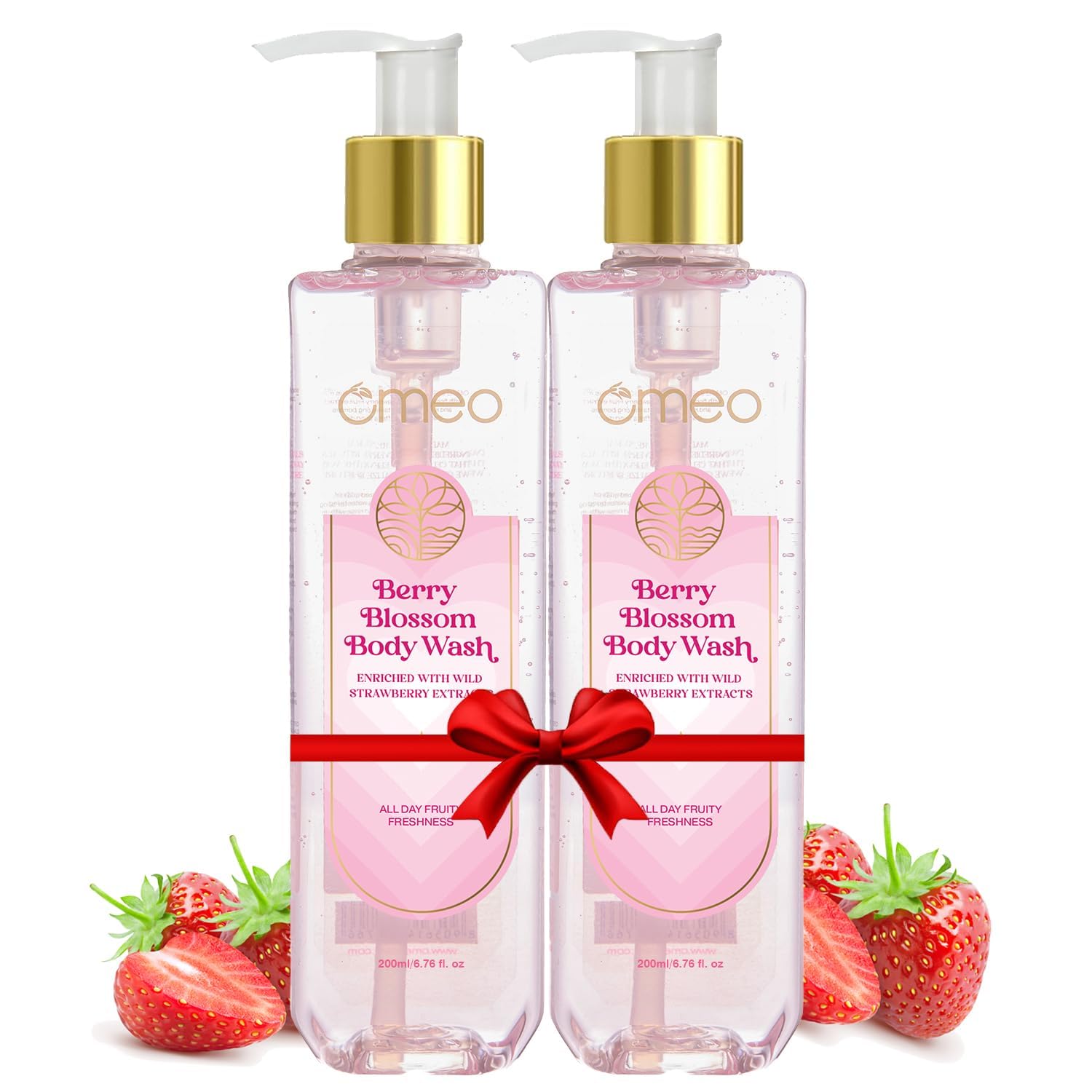 PRZX Berry Blossom Strawberry Body Wash Shower Gel for Women Men 200 ml Pack of 2 Gentle Daily