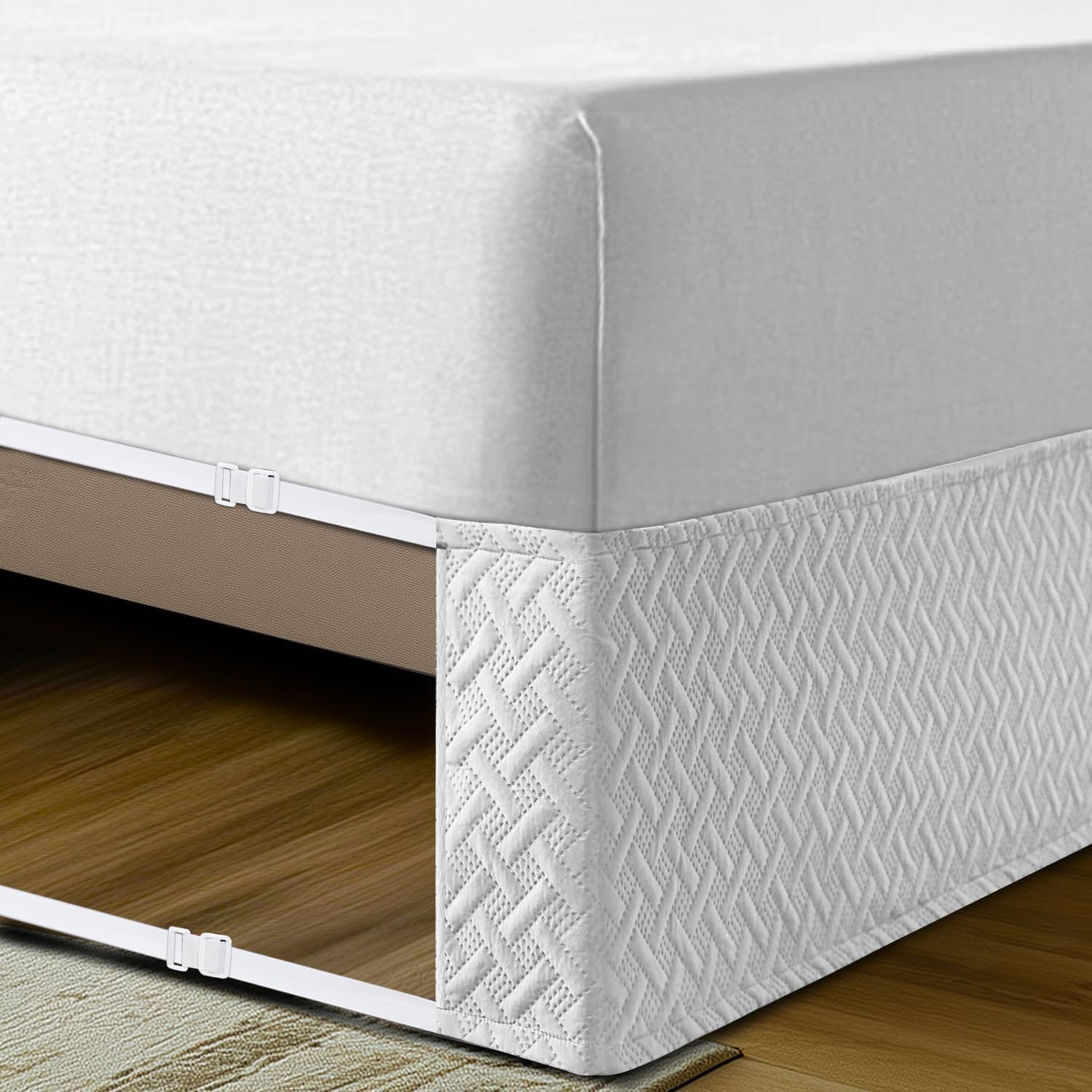 キングベッド用ボックススプリング、ボックススプリング キングホワイト 高さ15インチ メタルキングボックススプリングのみ、調節可能な