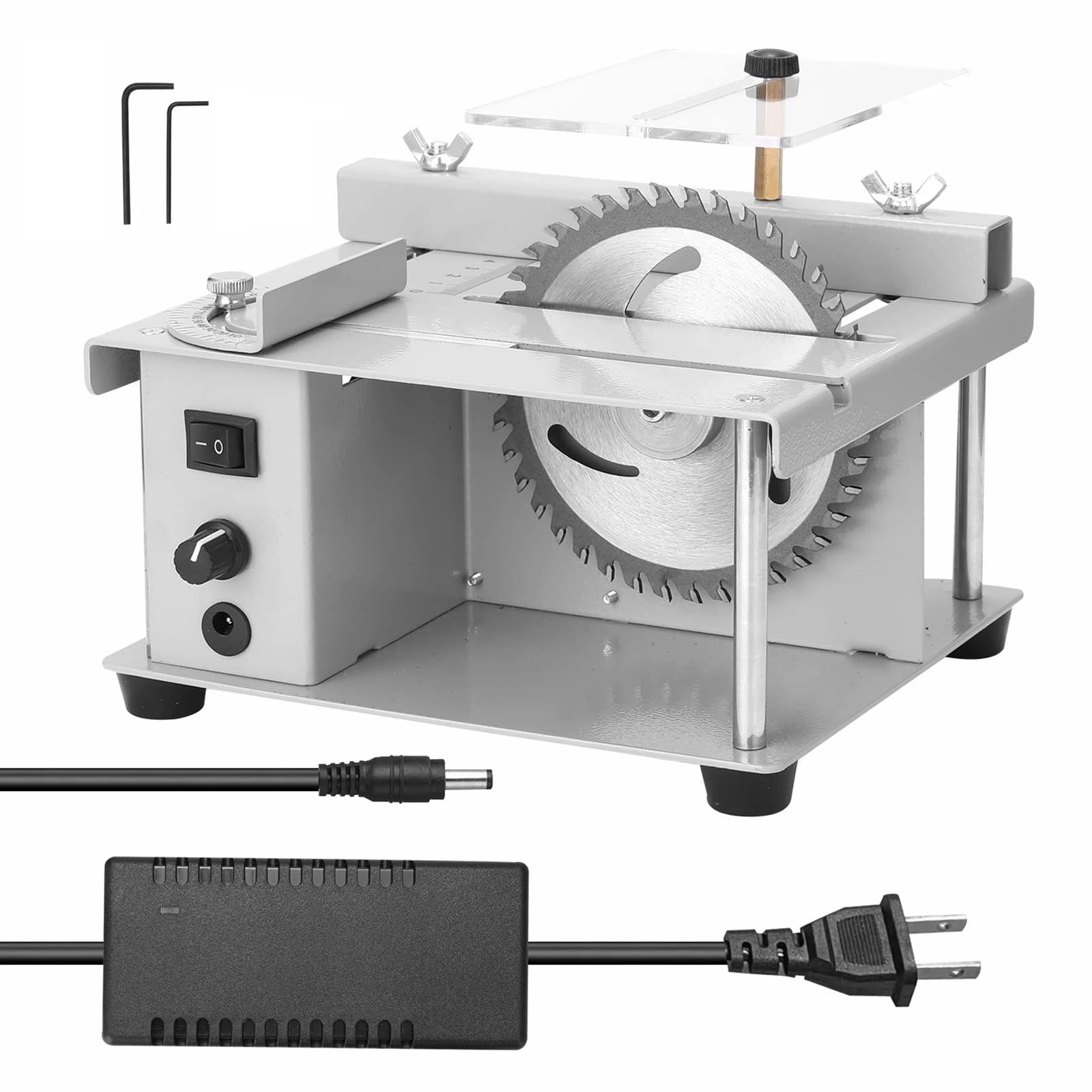 Mini Torno para Madera, Sierra de Mesa de 150 W, 7 Niveles de Velocidad, 1,37 Pulgadas de Profundidad de Corte, carpintería, Manualidades, plástico, Gris
