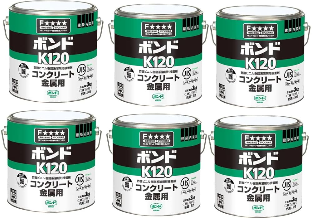 ボンド K120 3kg 6缶セット Amazon | コニシ K120 3kg ケース6缶入り | 接着剤 | 産業・研究