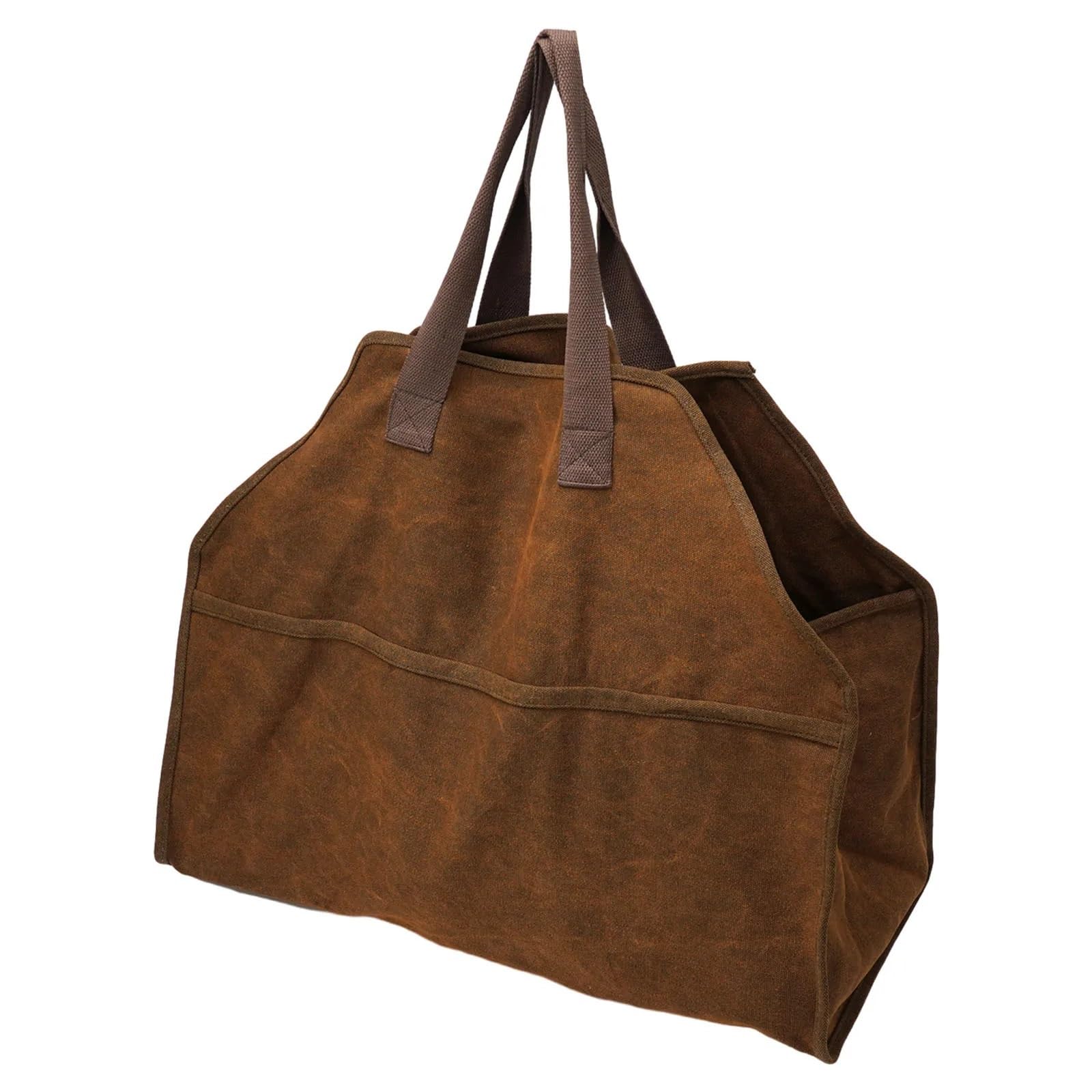 VAYEODEYU Firewood Storage Bag Canvas Mud Color For Fireplace Camping Portable Organizer