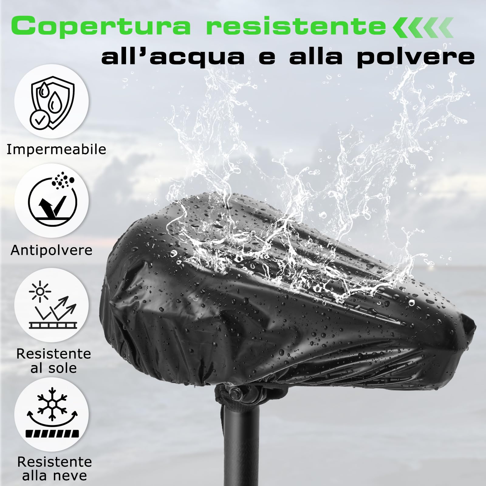 Zacro Coprisella Bici Gel Extra Morbido-Copri Sella Bici Imbottito Antiscivolo，Coprisella Cyclette Compatibile Peloton，Unisex per Interni/Esterni，MTB E-Bike Spinning，Impermeabile con Design Ergonomico