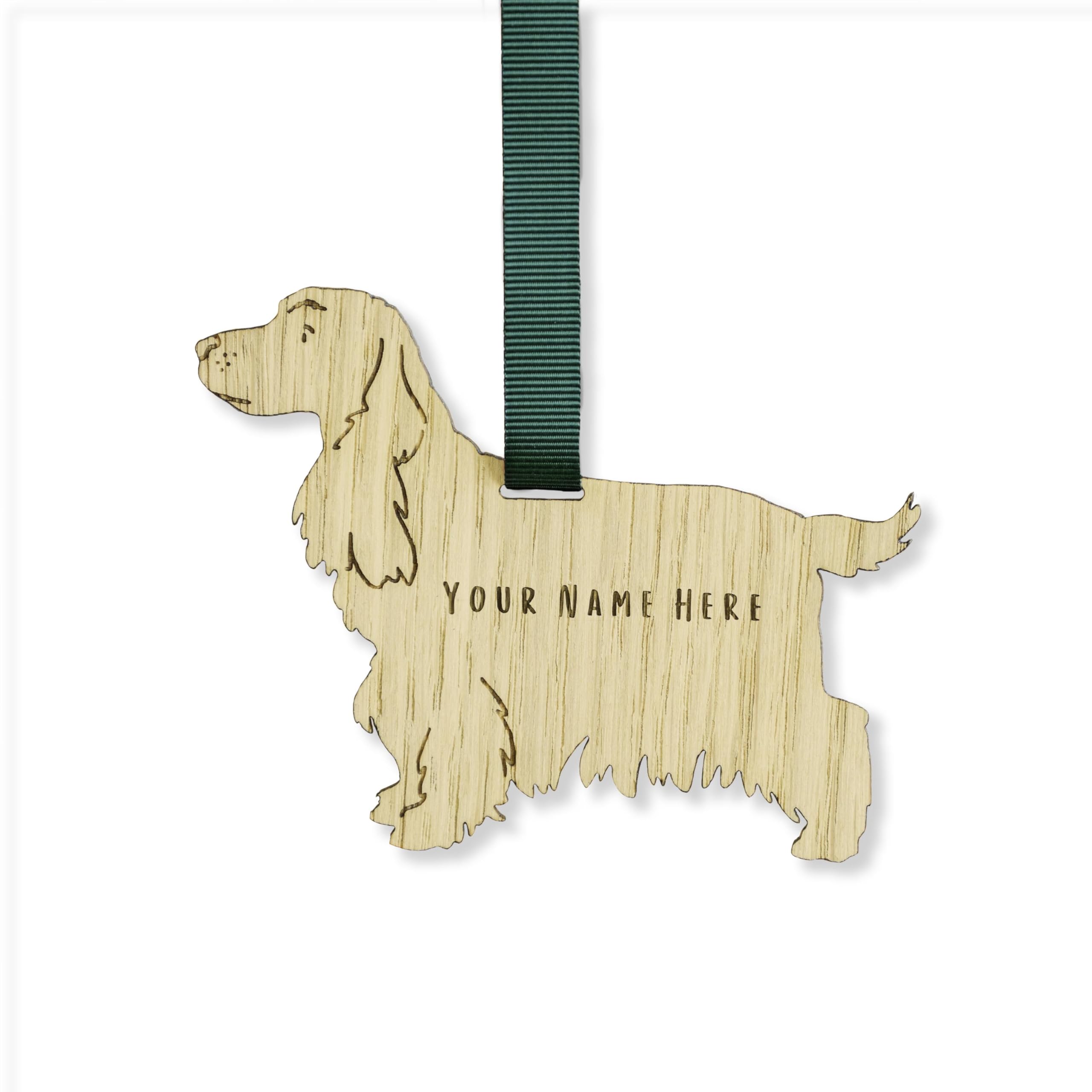 "Manta Makes Personalised Dog Christmas Decorations, wooden dog lover gifts for dog lovers, range of over 50 breeds, personalised pet memorial gifts, best dog Mum gifts (Cocker Spaniel)"