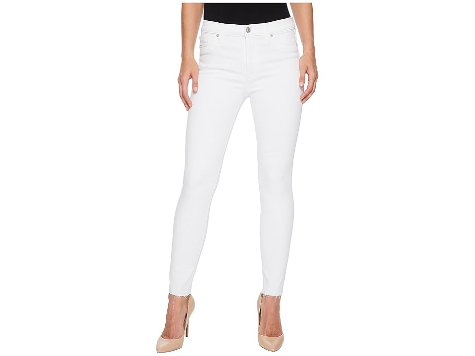 

Hudson Barbara High-Waist Ankle w/ Raw Hem Super Skinny Jeans in Optical White (Optical White) Women's Jeans