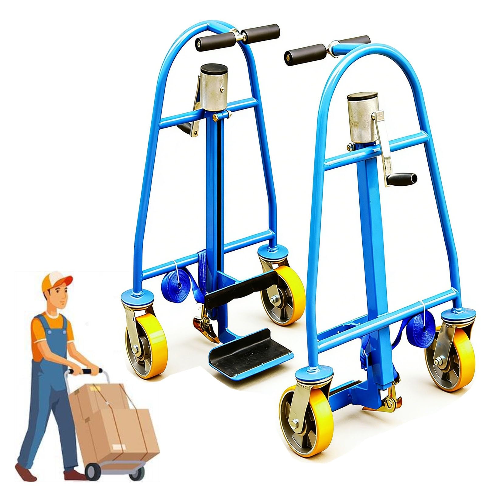 Carrello per traslochi per mobili pesanti, capacità 600 kg, con 4 ruote e cinghie, kit di attrezzi per lo spostamento di elettrodomestici