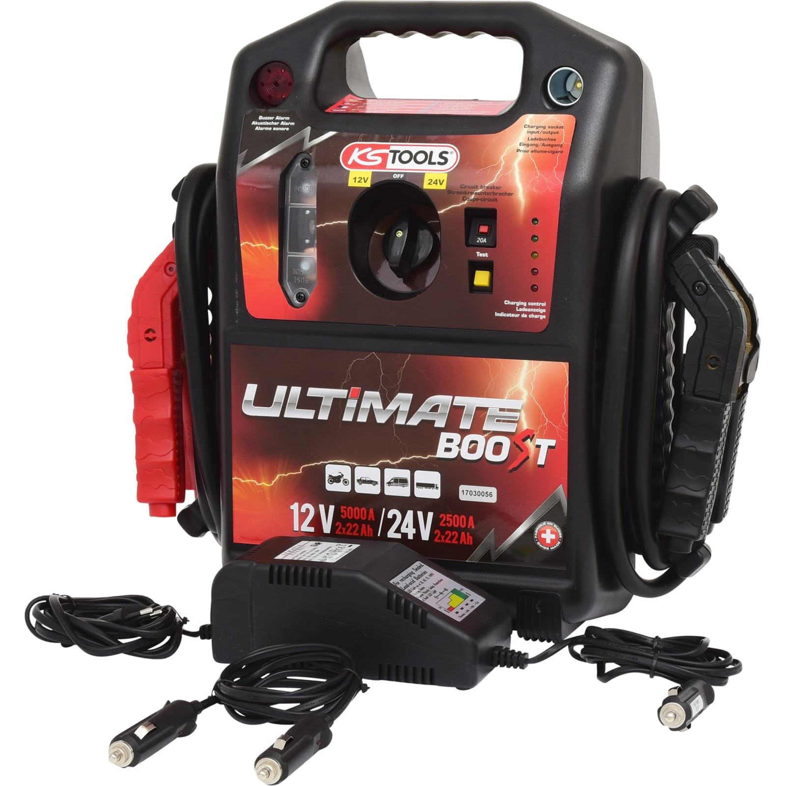 KS Tools 550.1820 Batería de arranque de 12 V + 24 V - arrancador portátil de 1700 A