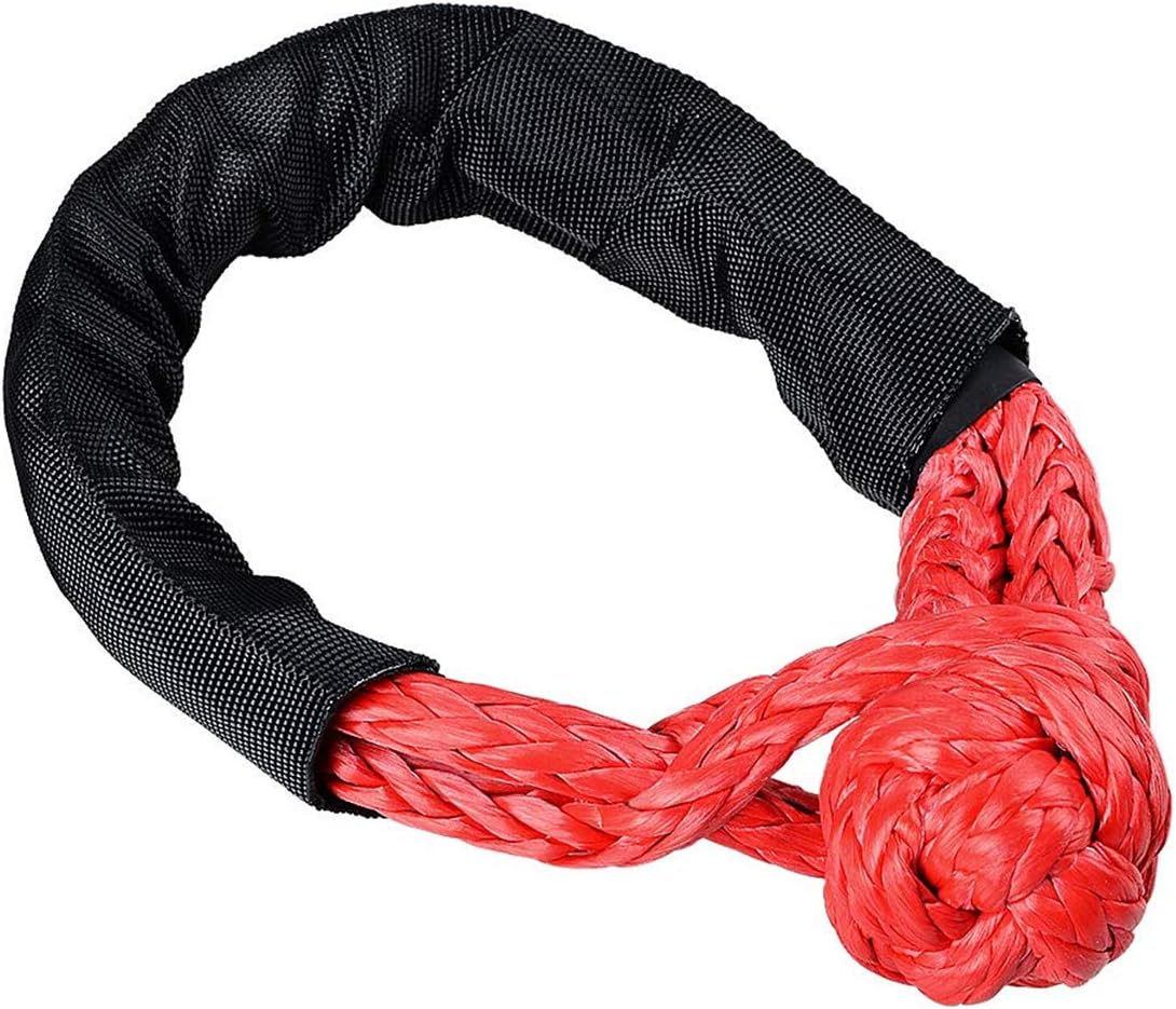 Quatily Soft Shackle Synthetic Soft Rope Shackles for Winch Outdoor Activity (Red, 12mm×60cm)