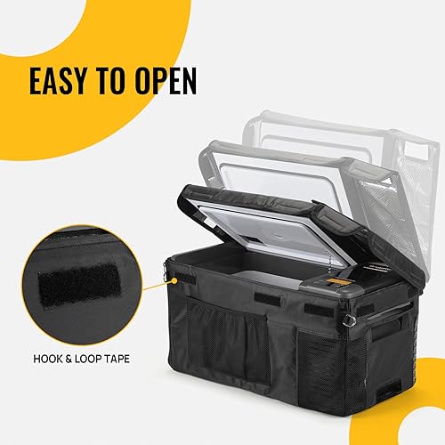 Miniatura 9 de BougeRV Paquete de artículos CRPRO Refrigerador de automóvil de 21 cuartos de galón y 12 V (negro) y cubierta protectora aislada de 21 cuartos de