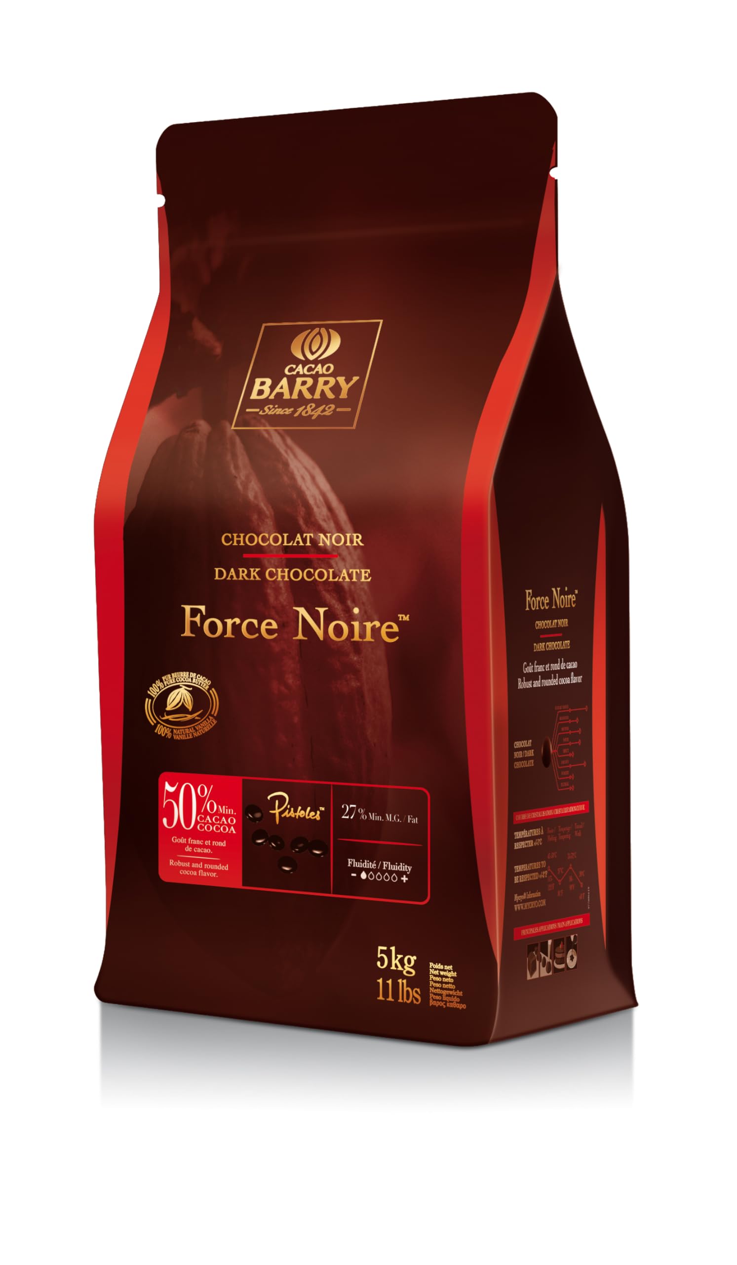 50% Force Noire Pistoles - Cacao Barry - 5 kg