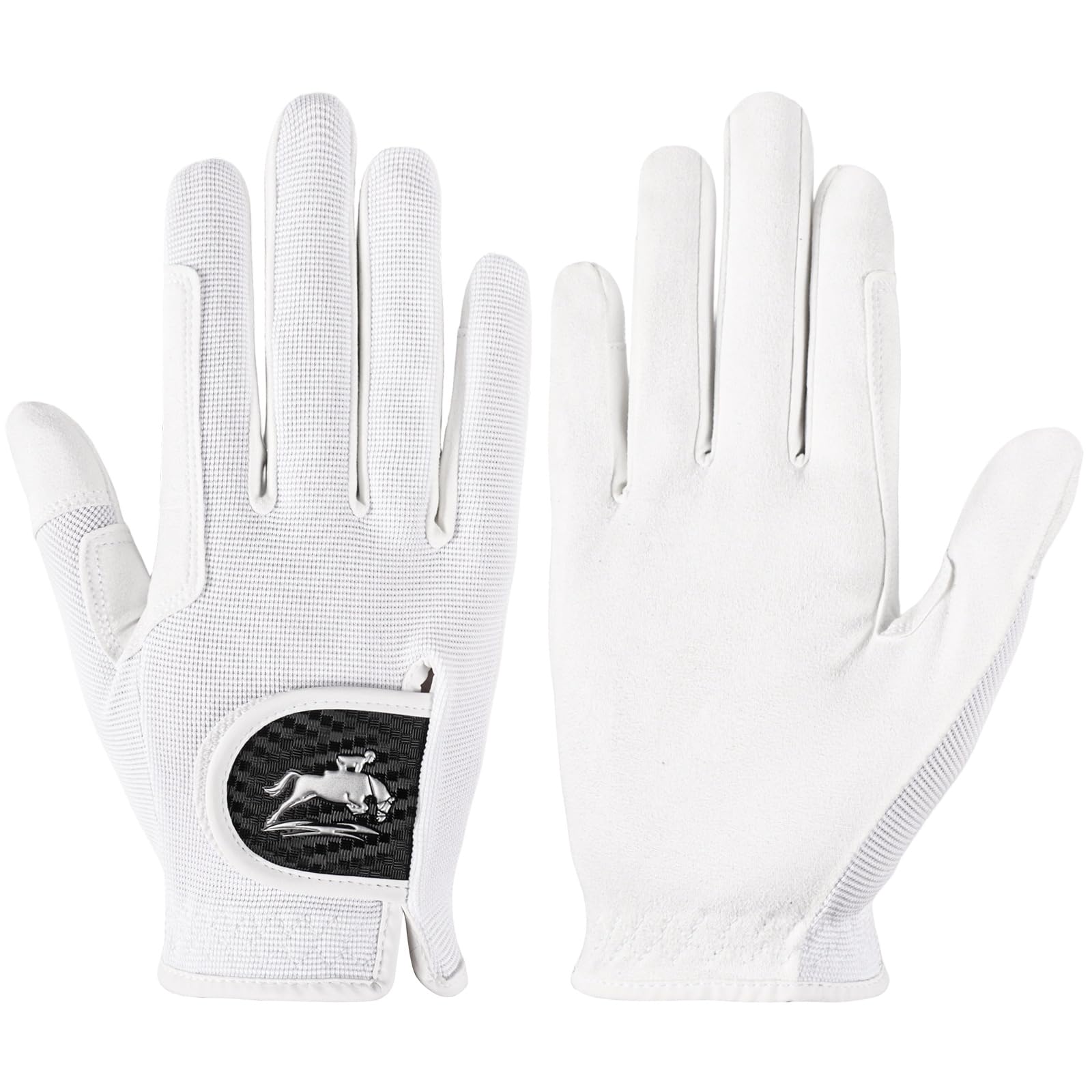 FINGER TEN Women's Horse Riding Gloves Stretchable Equestrian Gloves Horseback Youth Girls Anti Slip Breathable Lightweight Perfect for Biking Cycling Gardening Outdoor Fit All Seasons (White, S) โ image 1
