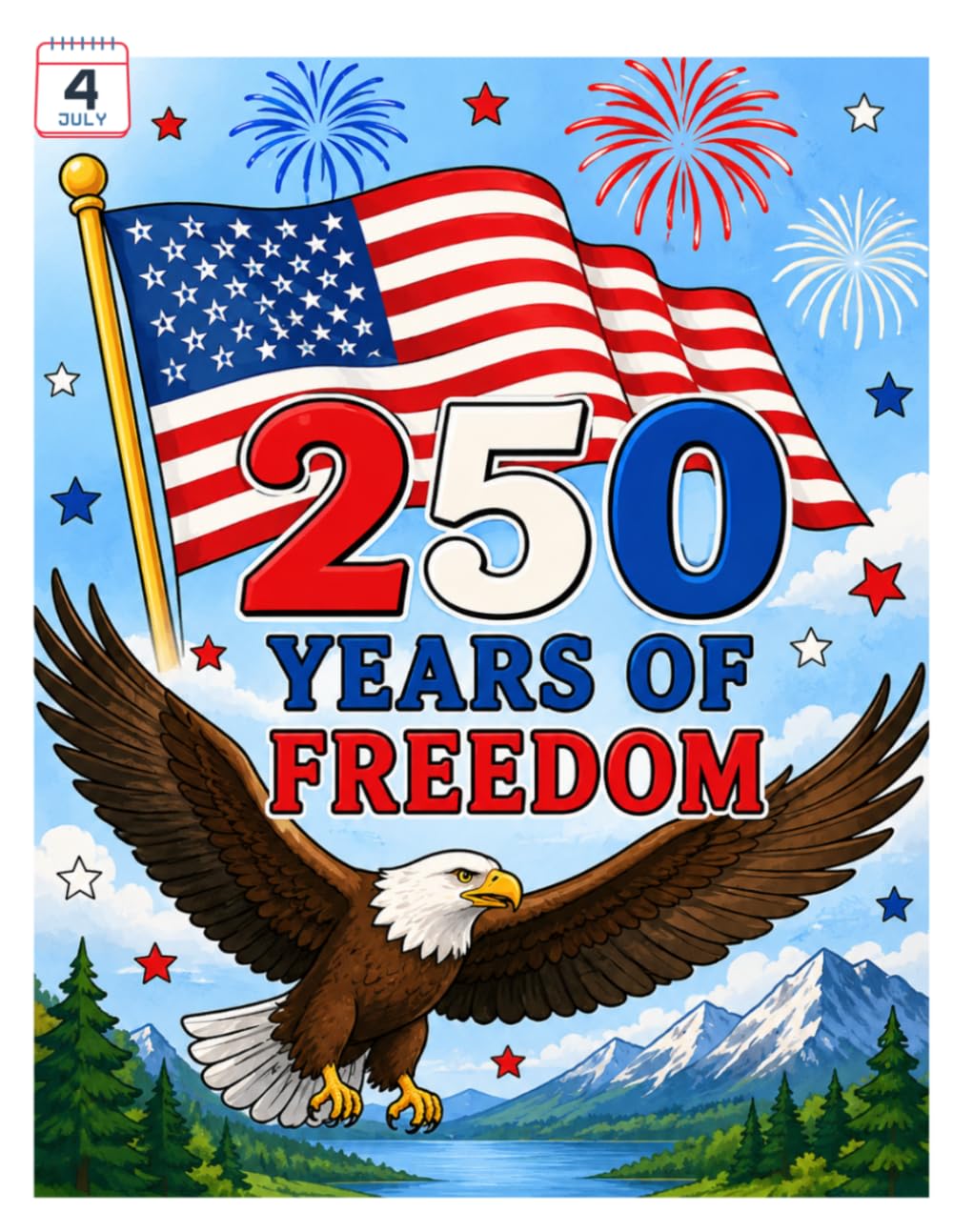 250 Years of Freedom Coloring Book: A Patriotic 4th of July Coloring Book Celebrating Independence, Courage and Liberty