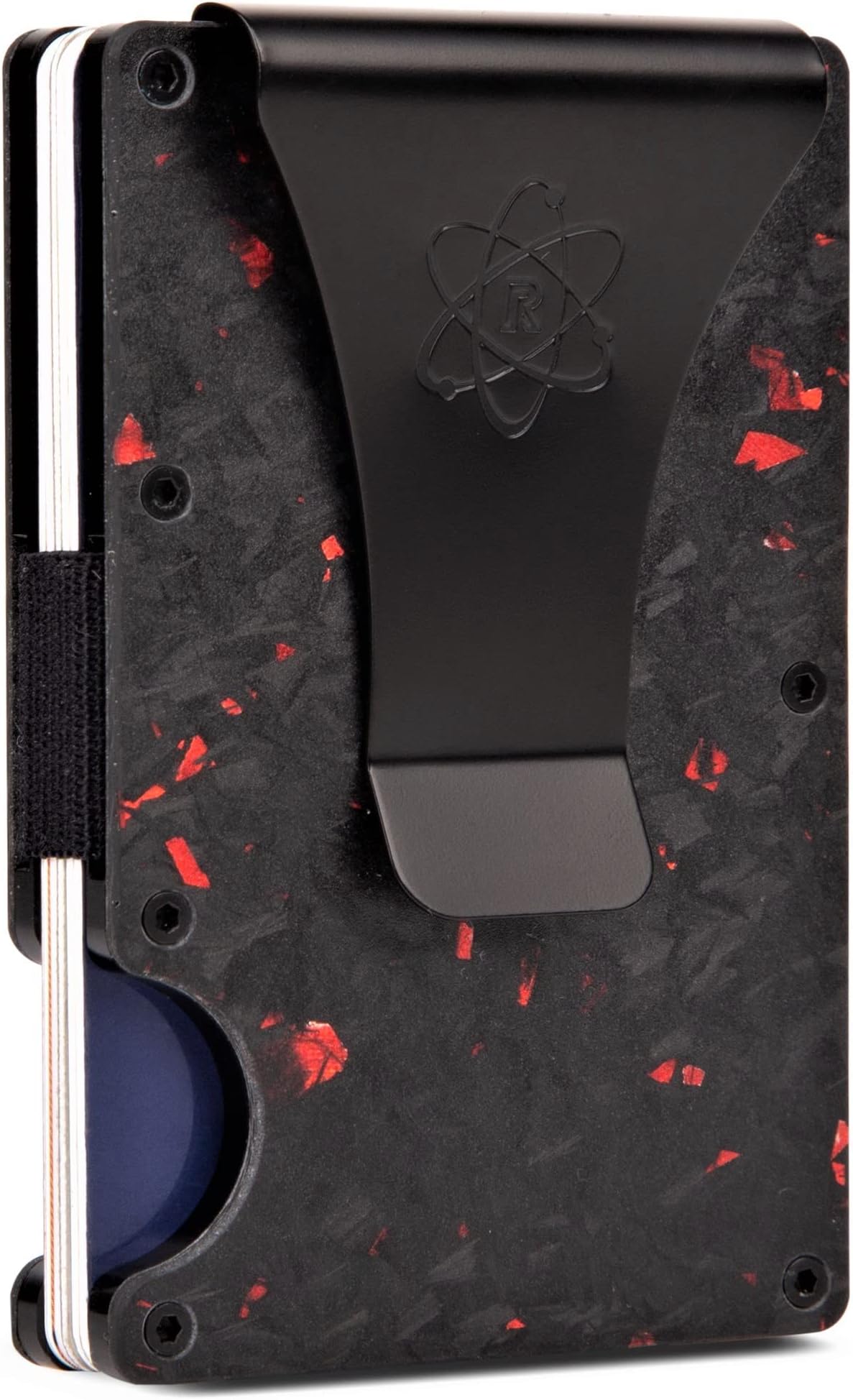 ROSSM Slim Minimalist Wallet RFID Blocking Front Pocket Carbon Fiber Men Money Clip Money Strap