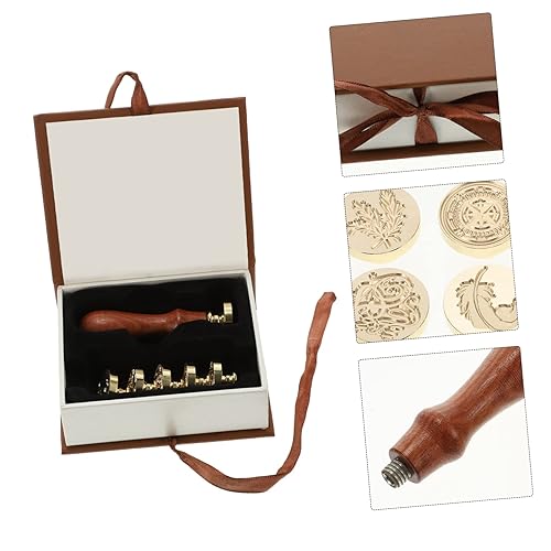 Miniatura 3 de COHEALI 1 juego de sellos de cera para tarjetas de boda, palos de cera de sellado, decoración retro, juego de sellos de cera con mango de madera,