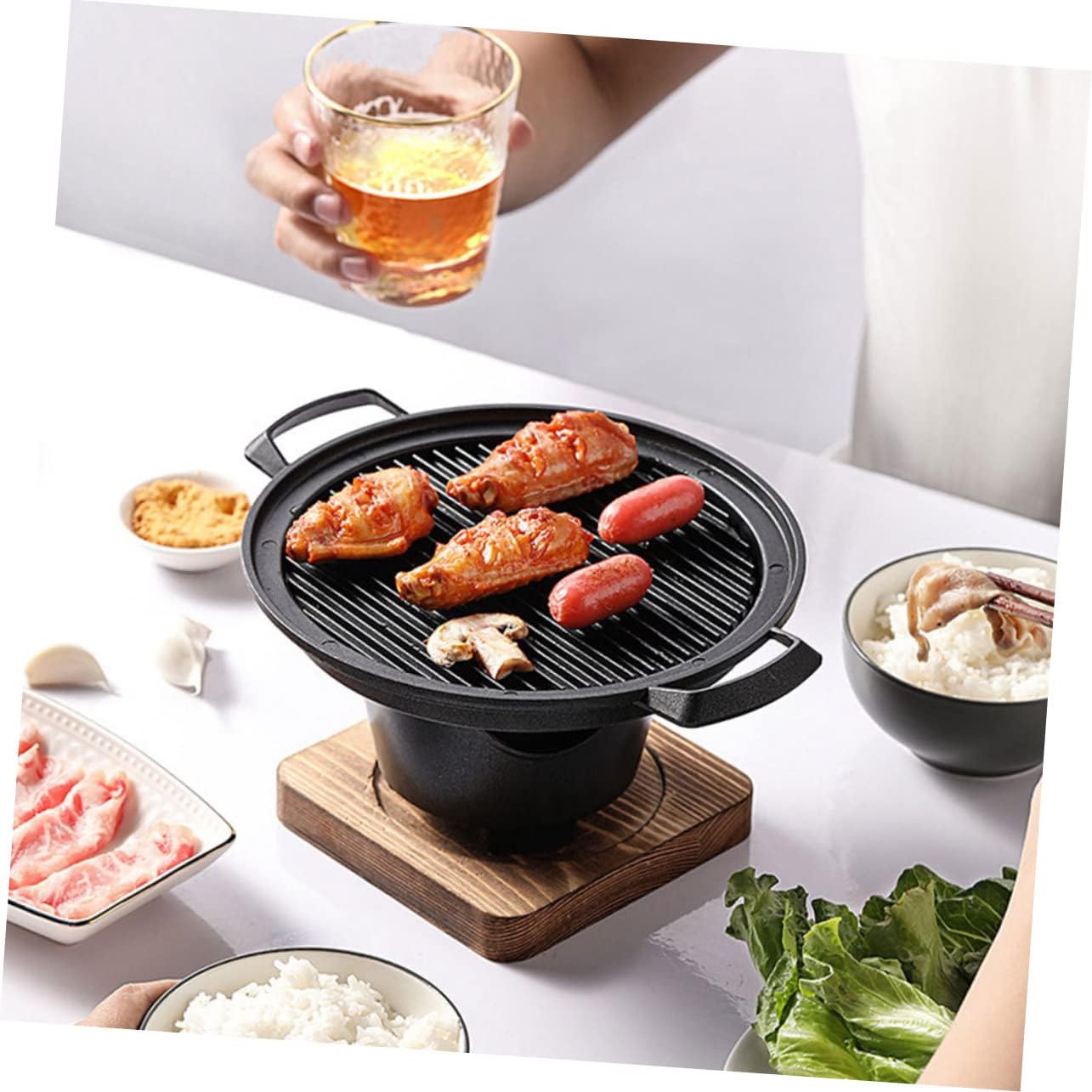 MERRYHAPY Bbq Bakeware Roasting Barbecue Grill Pan Non-stick Grilling Pan Small Bbq Stove Accessory