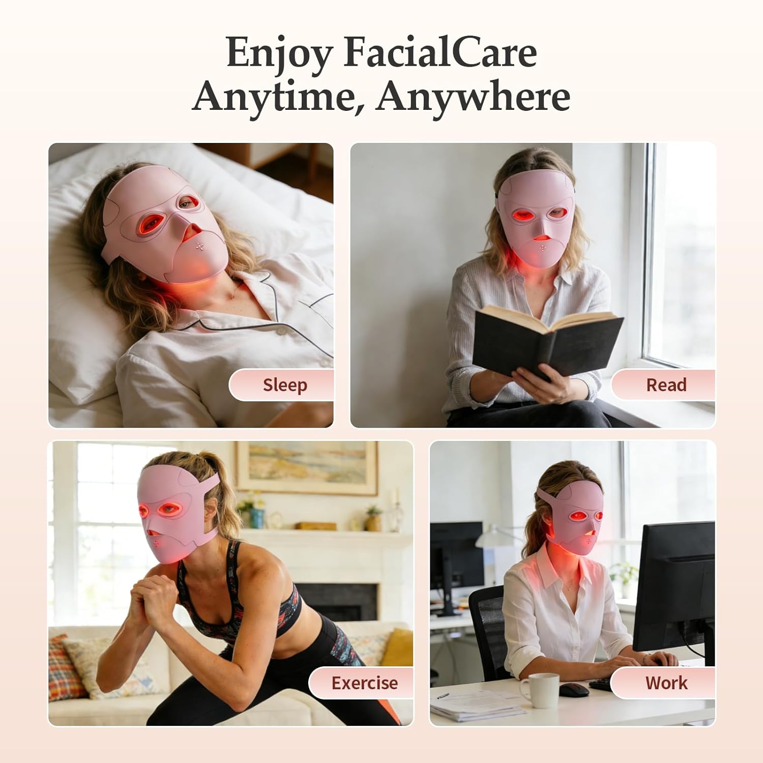 3D Red Light Therapy for Face, 4 Modes Portable Led Face Mask Light Therapy with 850nm NIR, 396 LED Beads Rechargeable LED Face Mask with Timing and Light Intensities Function