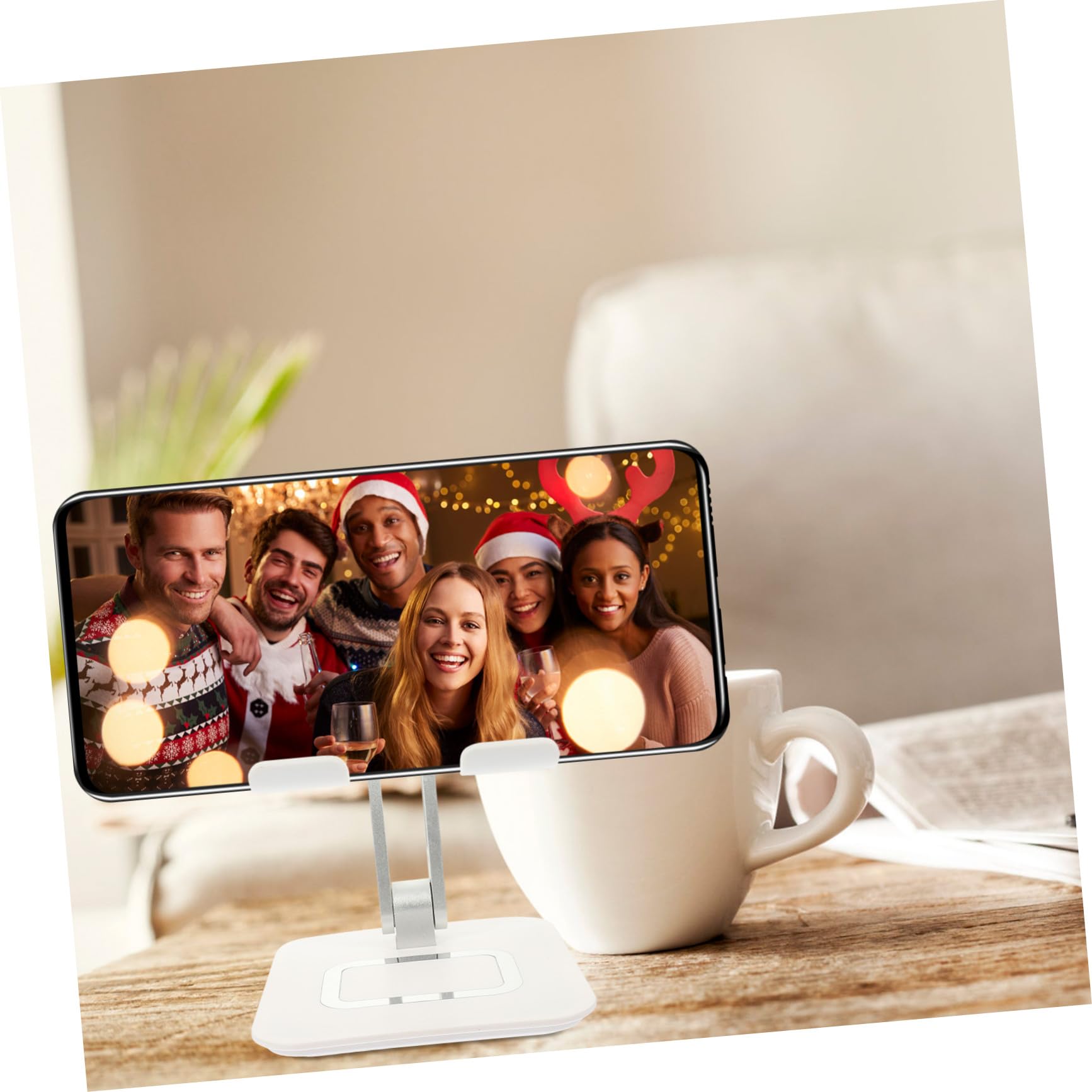 Supporto Telefono e Tablet Regolabile in Metallo Portatile e Pieghevole Stand da Scrivania per Smartphone Uso Quotidiano in Ufficio Casa e Studio