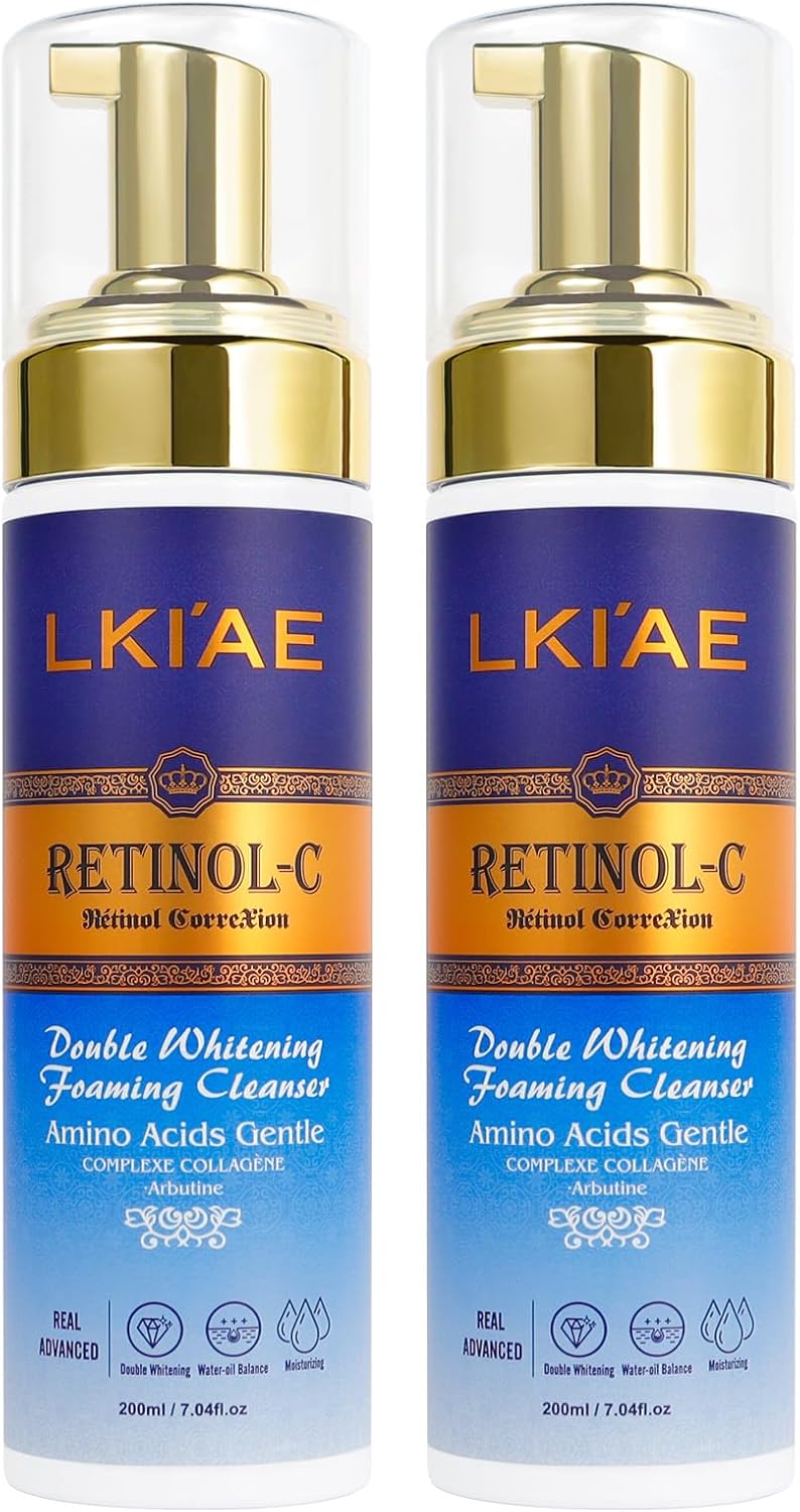 LKIAE Double Whitening Foaming Facial Cleanser, Peel, Unclog Pores, Reduce Acne, Blackheads, Sebum, with Retinol, Amino Acid, Water Oil Balance, 200 ml (2 Pack) LKIAE Double Whitening Foaming Facial Cleanser, Peel, Unclog Pores, Reduce Acne, Blackheads, Sebum, with Retinol, Amino Acid, Water Oil Balance, 200 ml (2 Pack)