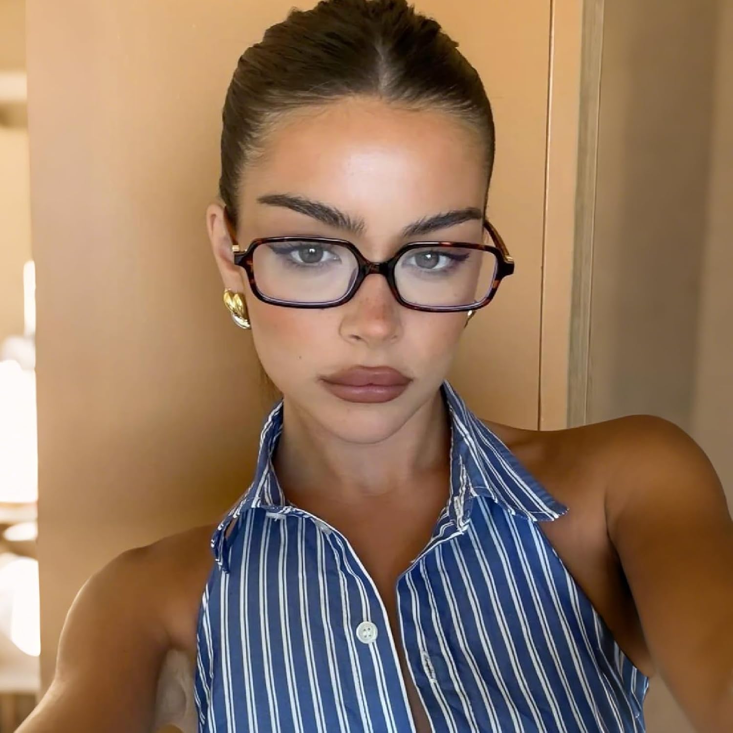 Retro Rectangle Blue Light Blocking Glasses for Women 90s Fake Eyeglasses Y2K Fashion Computer Glasses Tortoise Frame - Image 4