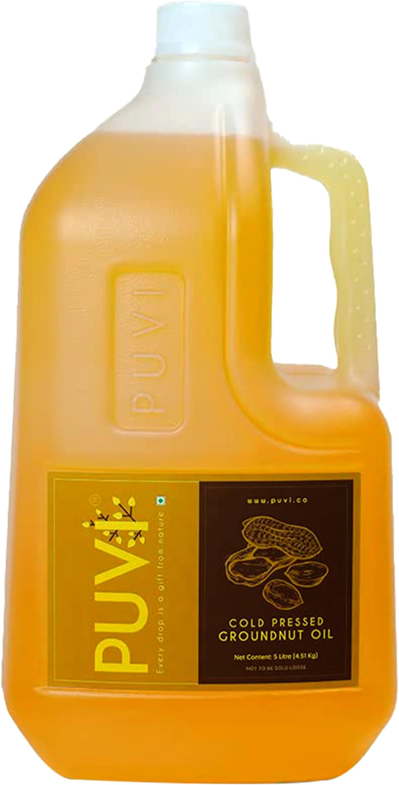 Puvi 5L Cold Pressed Groundnut/Peanut Oil (Chekku/Ghani) - 5 Litres