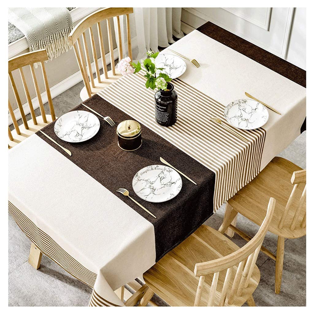 Nappe rayée de style nordique coton lin nappe rectangulaire table 110x170