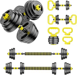 Adjustable Dumbbell Set, 10-90lbs Free Weights with Connector – 4 in 1 D...