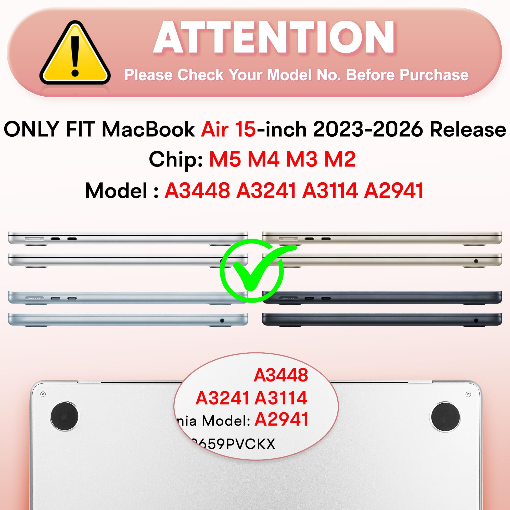 May Chen Custodia per MacBook Air da 15" M5/M4/M3/M2 2026-2022 | Custodia rigida per computer portatile, compatibile con MacBook Air da 15,3", modello: A3448, A3241, A3114, A2941