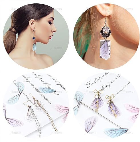 Miniatura 4 de AUEAR, Paquete de 50 dijes de ala de libélula para bricolaje, aretes, hallazgos, manualidades, clip para el cabello, Hilo