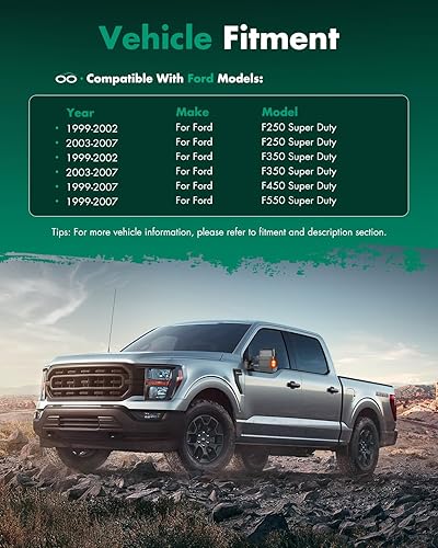 Miniatura 7 de SCITOO Espejos de remolque, espejos de remolque negros para camión 1999-2007 para Ford para F250F350para F450para F550 Super Duty con par LH RH