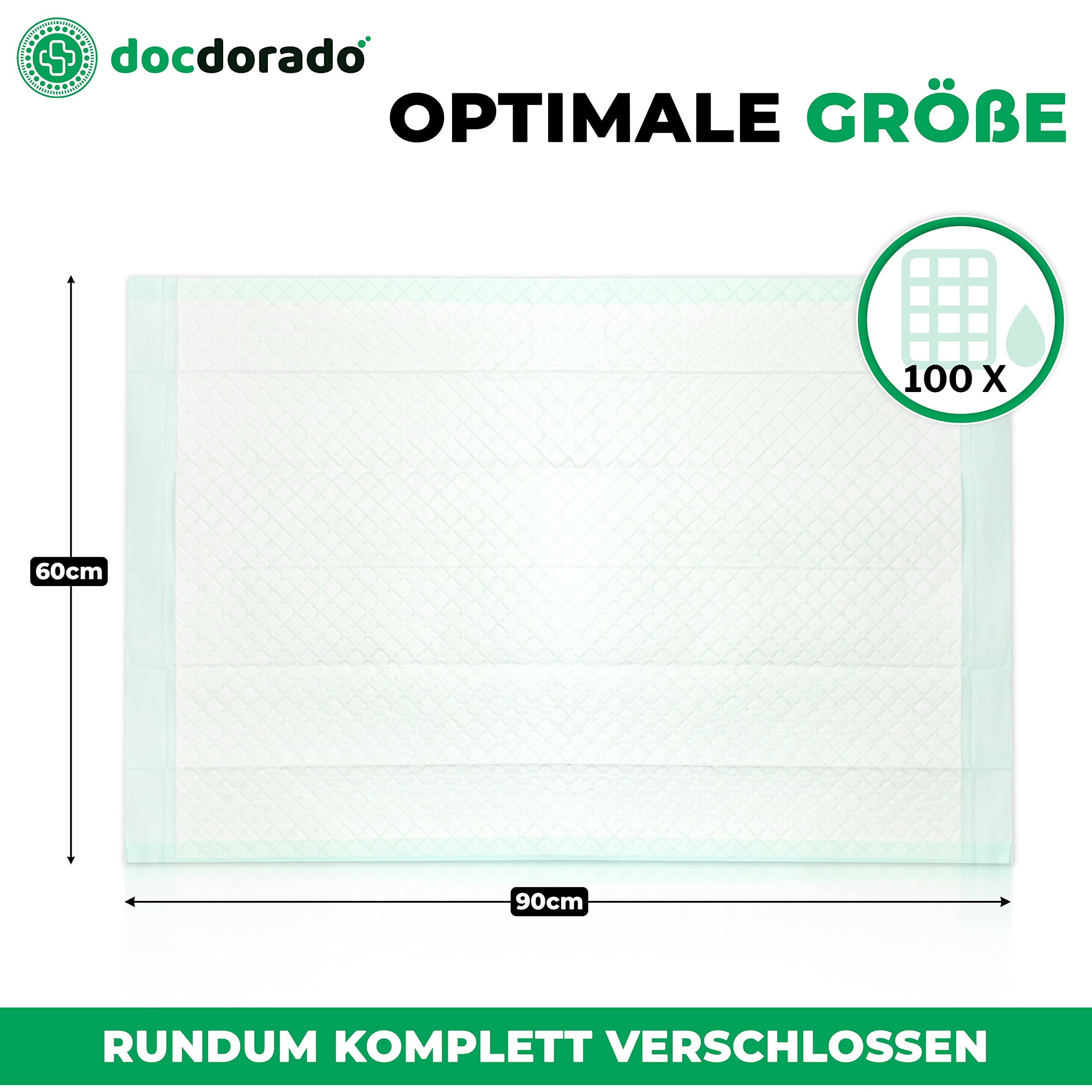 100 x 6-lagige Promanu Cellulose-Einweg-Patienteneinlagen, gepolsterte Inkontinenzeinlagen, Babyunterlagen, Tierblau, ca. 60 x 90 cm