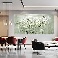 Vista 6 de MLART99 Green and White Wall Art Home Decor Wildflower Wall Decorations Canvas Prints 29"x58" Nature Decor for Office Kitchen