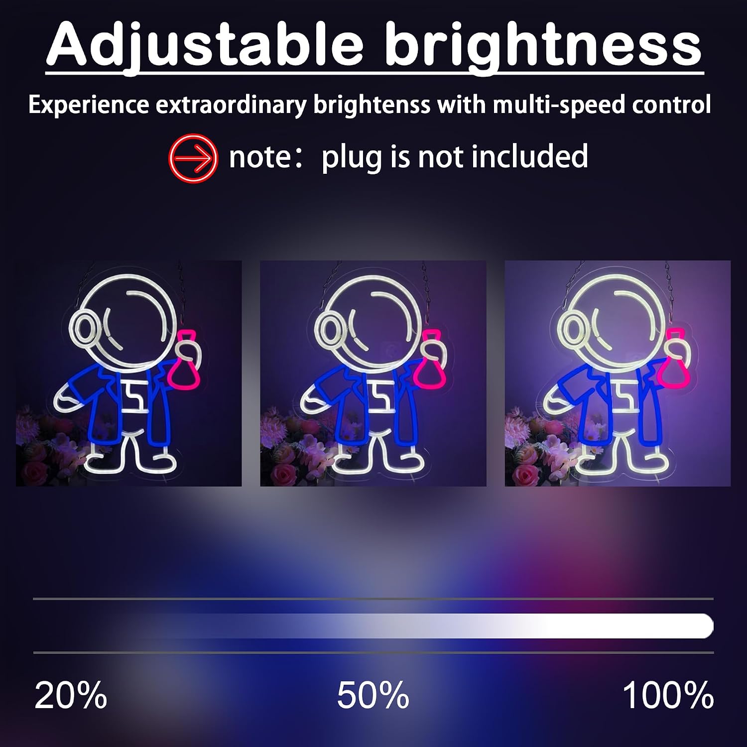 Astronaut Neon Sign with Flask LED Neon Lights for Wall Decor, Classroom, Science Room, Bedroom, Lab Decor, Game Room, Space Theme Party Decoration, Neon Light Sign for Home and Bar